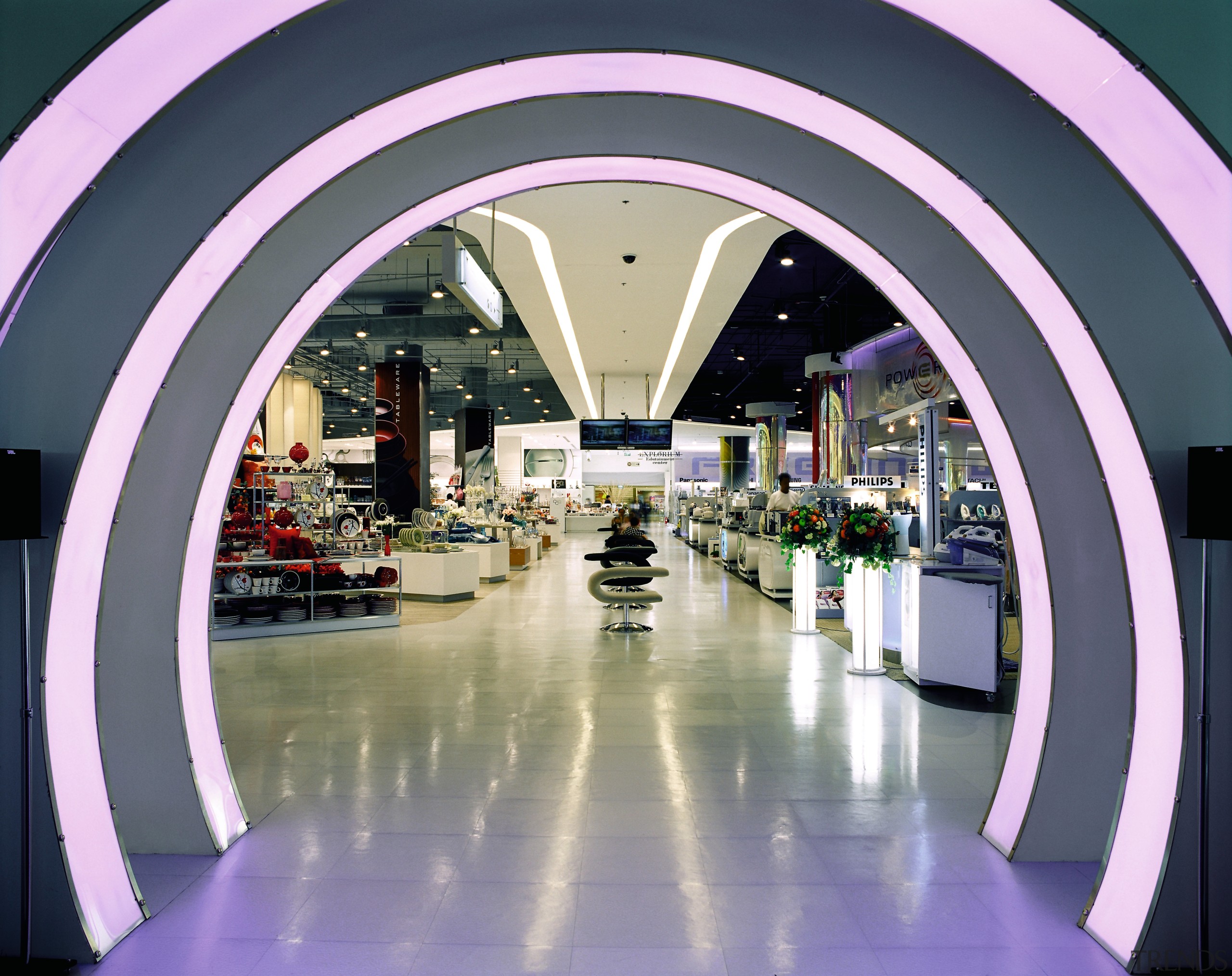 An interior view of the shopping mall. - shopping mall, gray