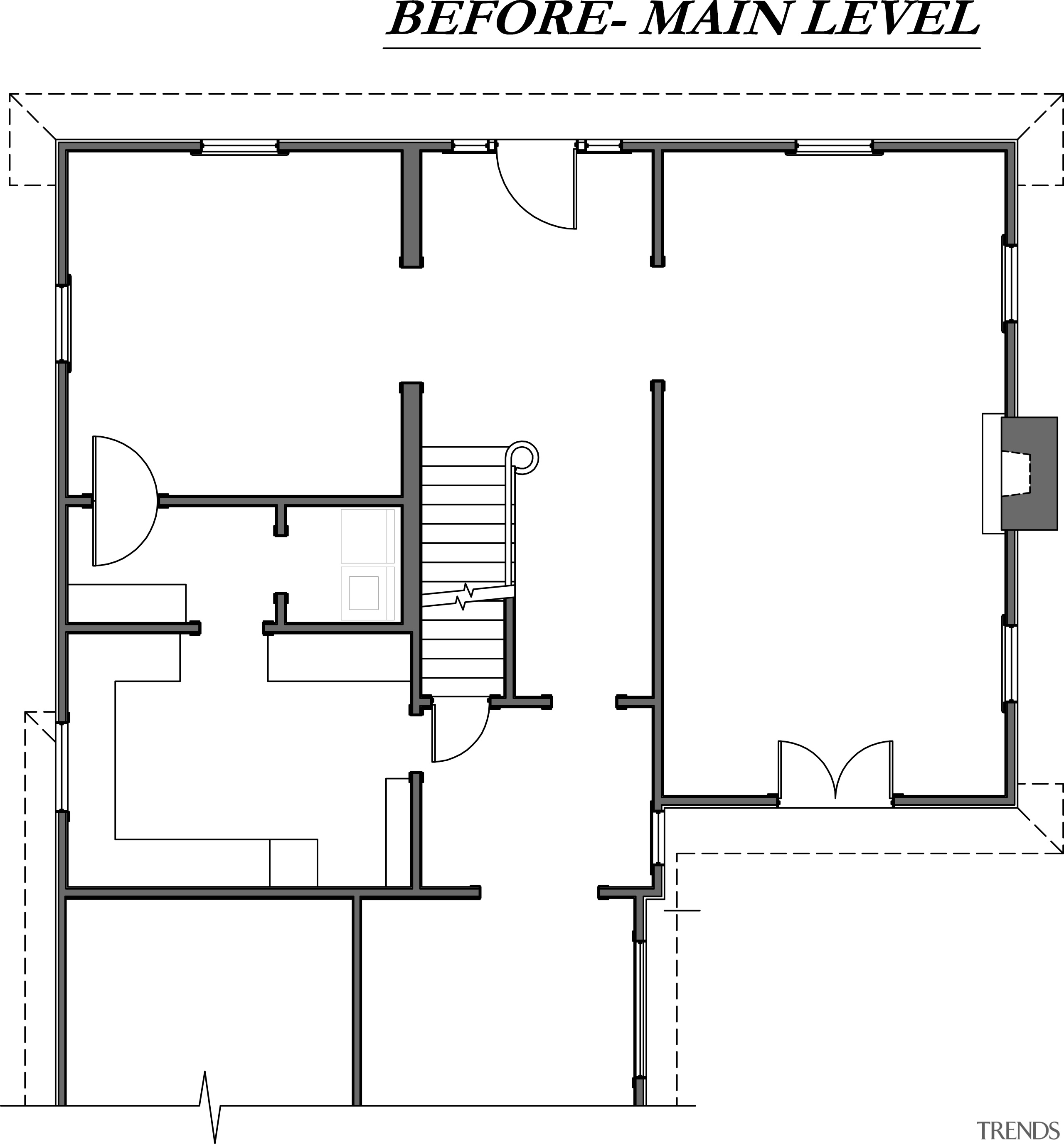 View of this remodeled home by Cruickshank Inc angle, area, black and white, design, diagram, drawing, floor plan, font, line, product design, technical drawing, text, white