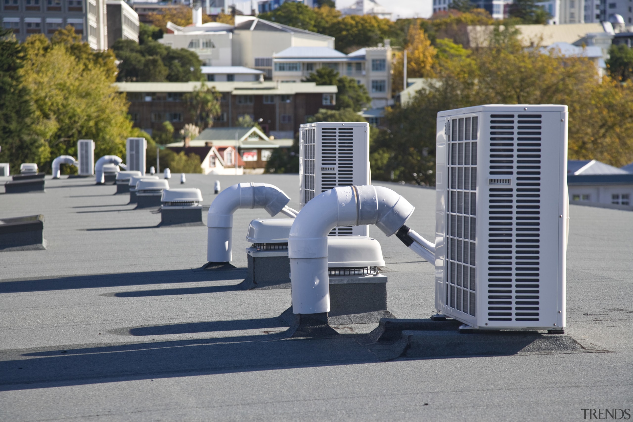 View of air conditioning and ventilation system at gray