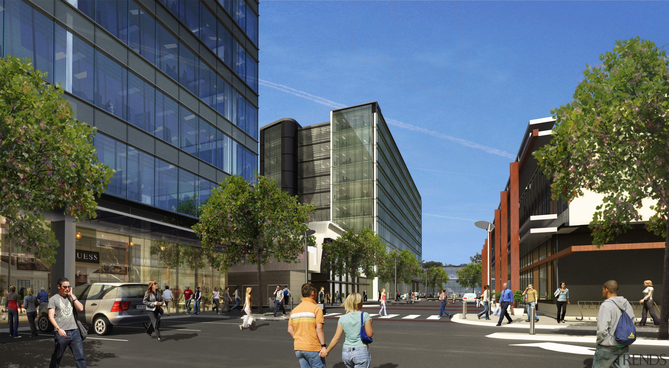 Images of the future Hamilton Harbour in Brisbane. architecture, building, city, commercial building, condominium, corporate headquarters, daytime, downtown, metropolis, metropolitan area, mixed use, neighbourhood, pedestrian, plaza, real estate, residential area, sky, skyscraper, street, tower block, tree, urban area