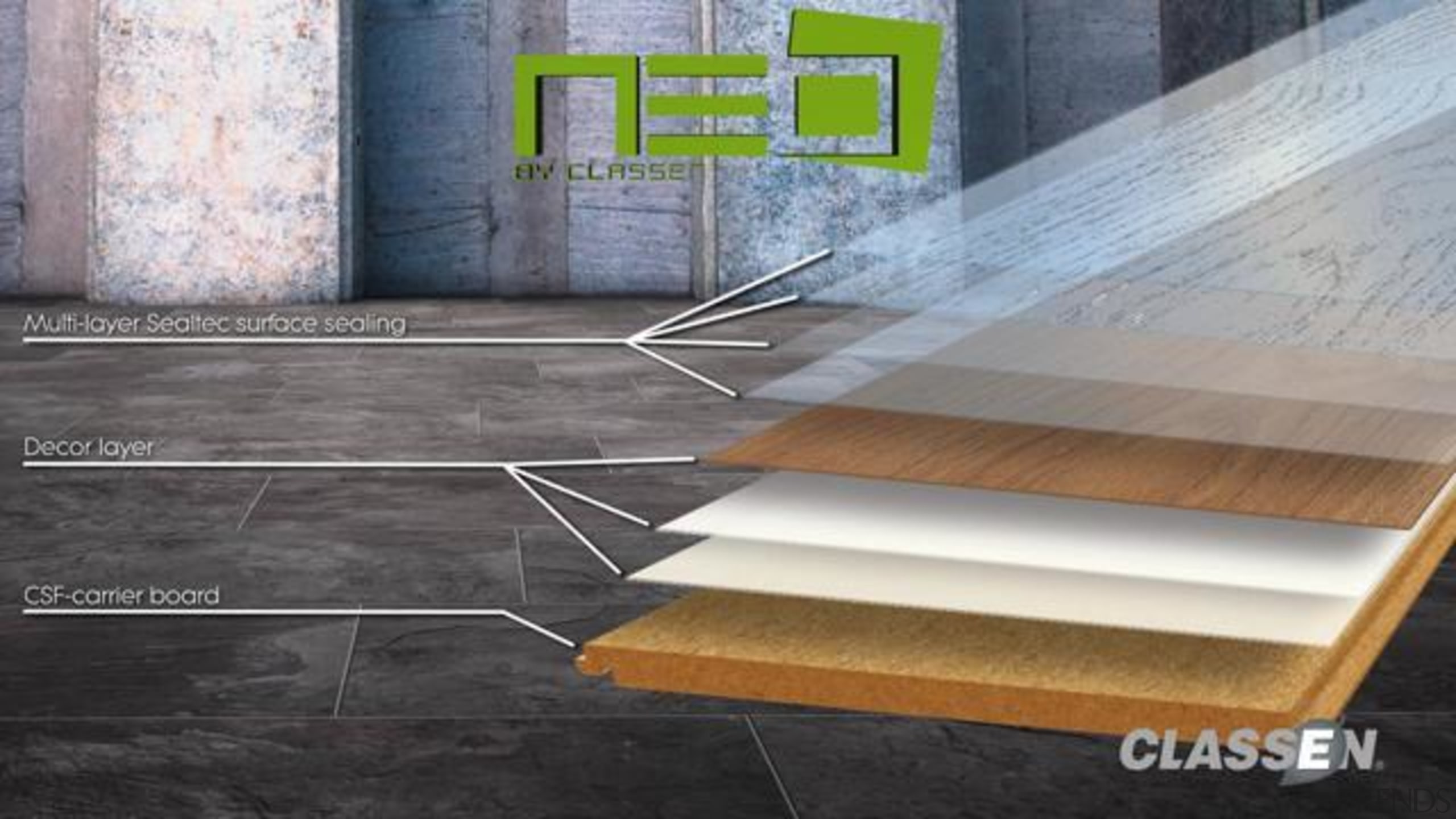 Neo Flooring - angle | daylighting | floor angle, daylighting, floor, flooring, furniture, hardwood, table, tile, wall, wood, wood stain, gray, black