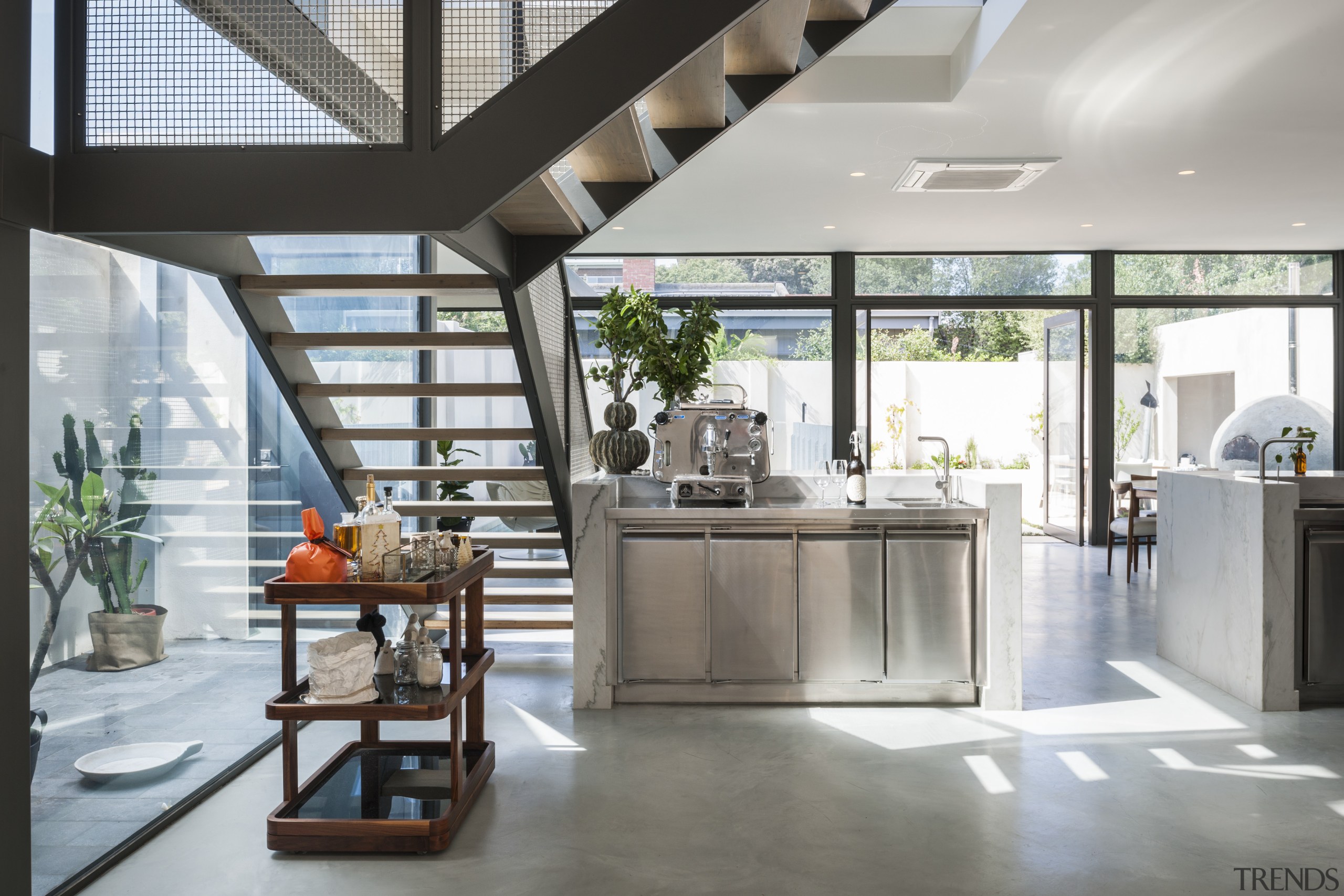 In this new kitchen by Domenic Ridolfi, one house, interior design, gray, white