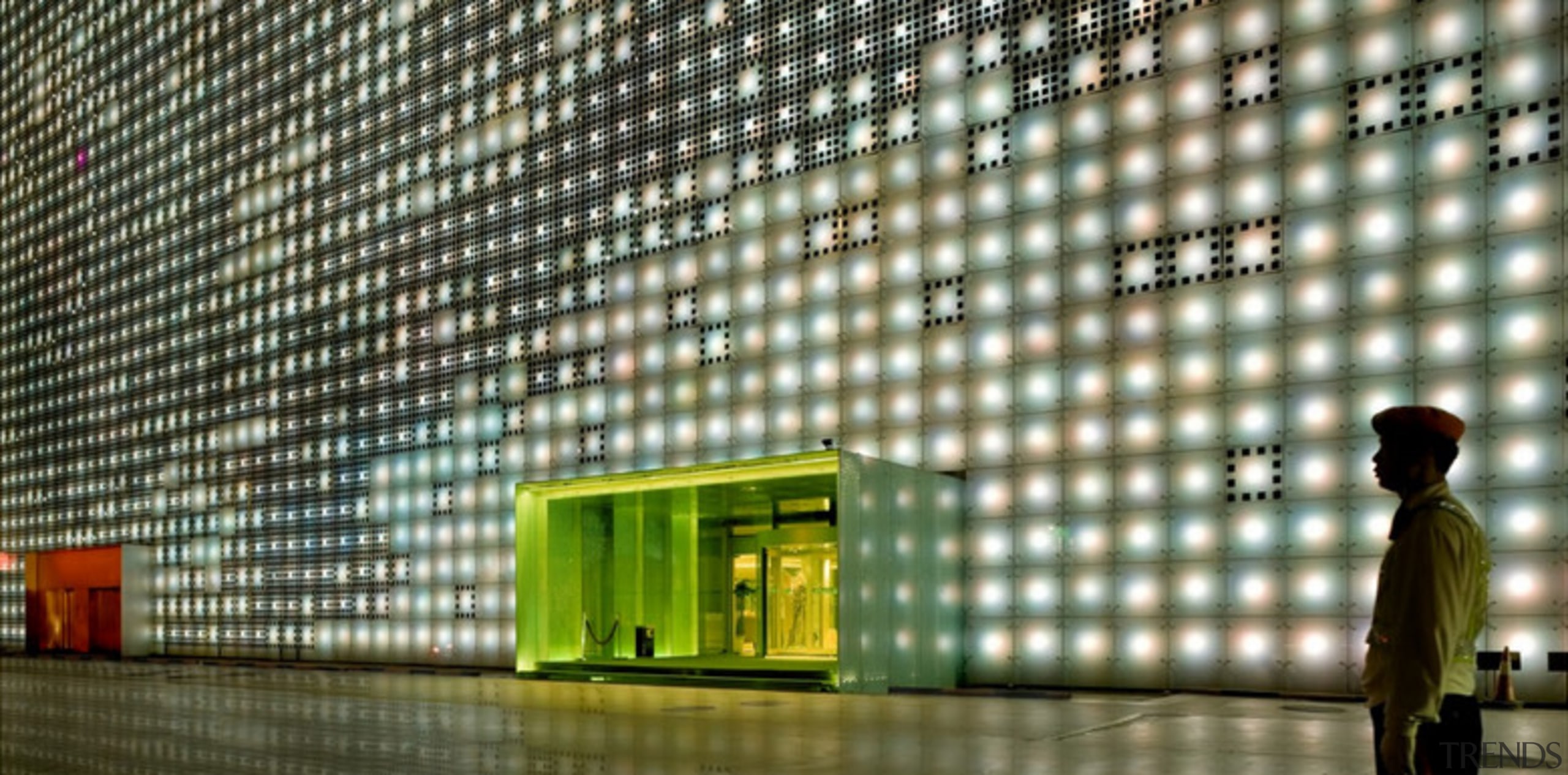 Designed by SGP Architects the GreenPix Zero Energy architecture, building, daylighting, facade, interior design, light, lighting, lobby, metropolis, metropolitan area, tourist attraction, brown