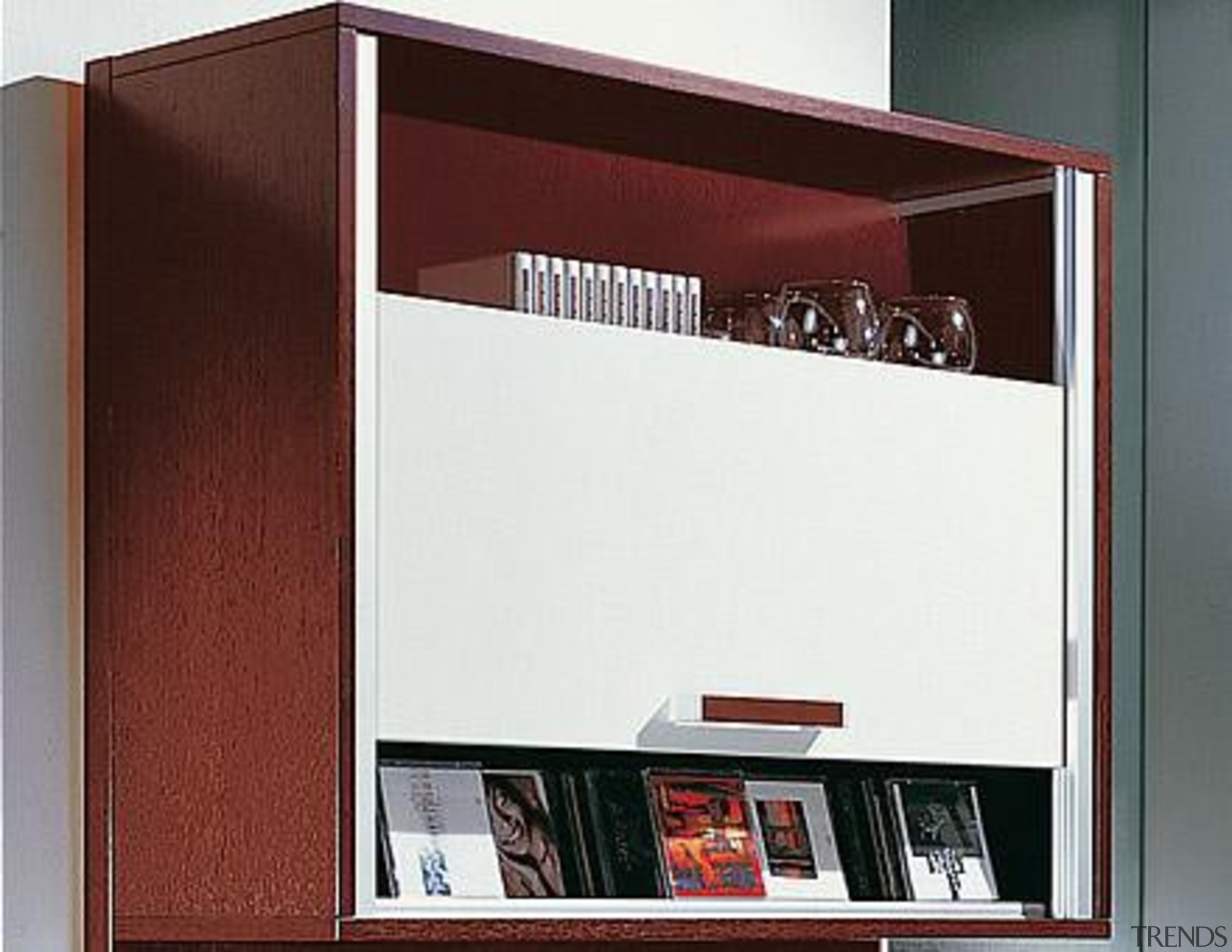 VerticoMono - Cabinet with sliding doors - Vertically furniture, product design, shelf, shelving, red, white