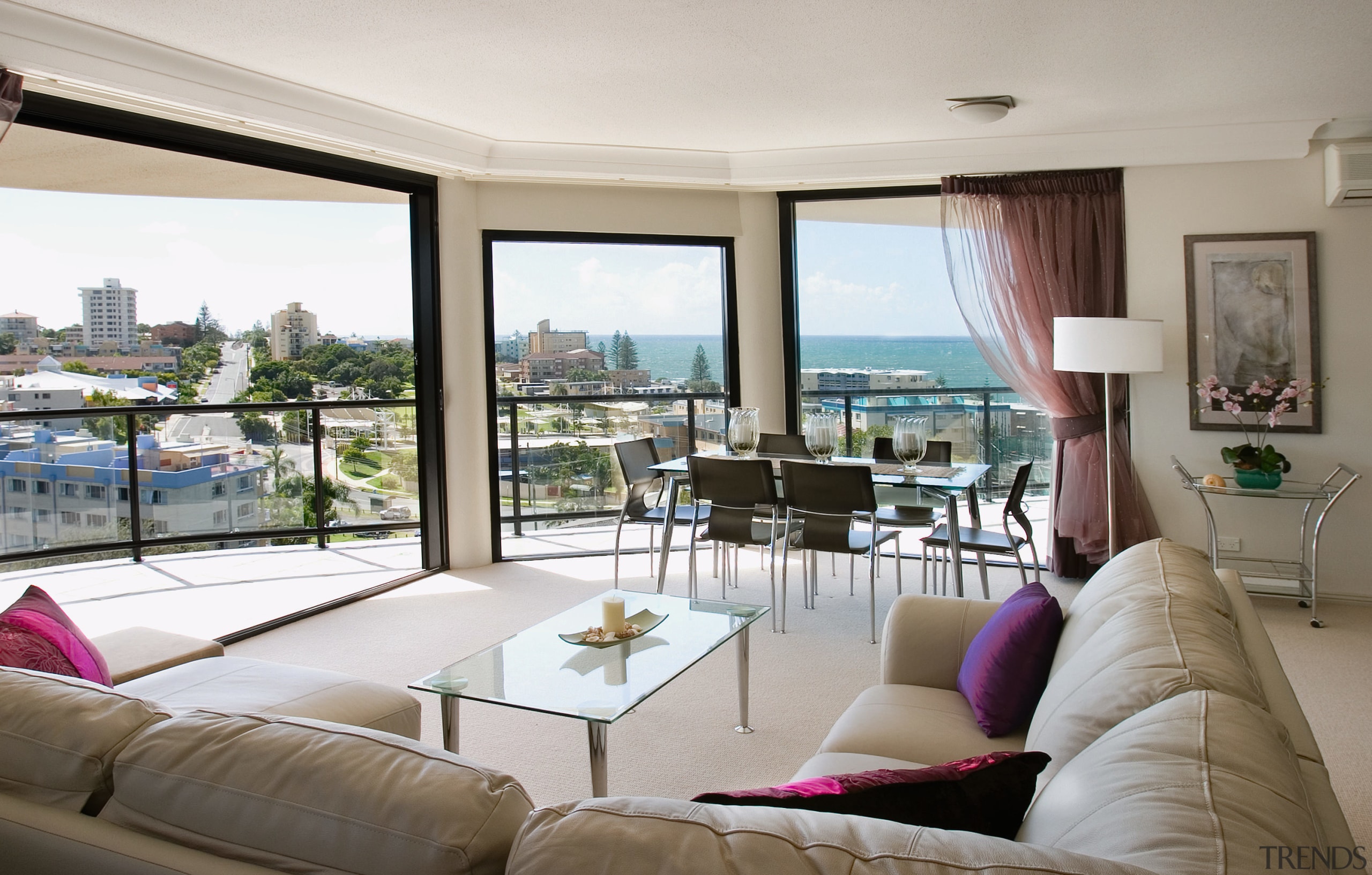 A view of an apartment complex with Kleenmaid apartment, estate, interior design, living room, penthouse apartment, property, real estate, room, window, gray