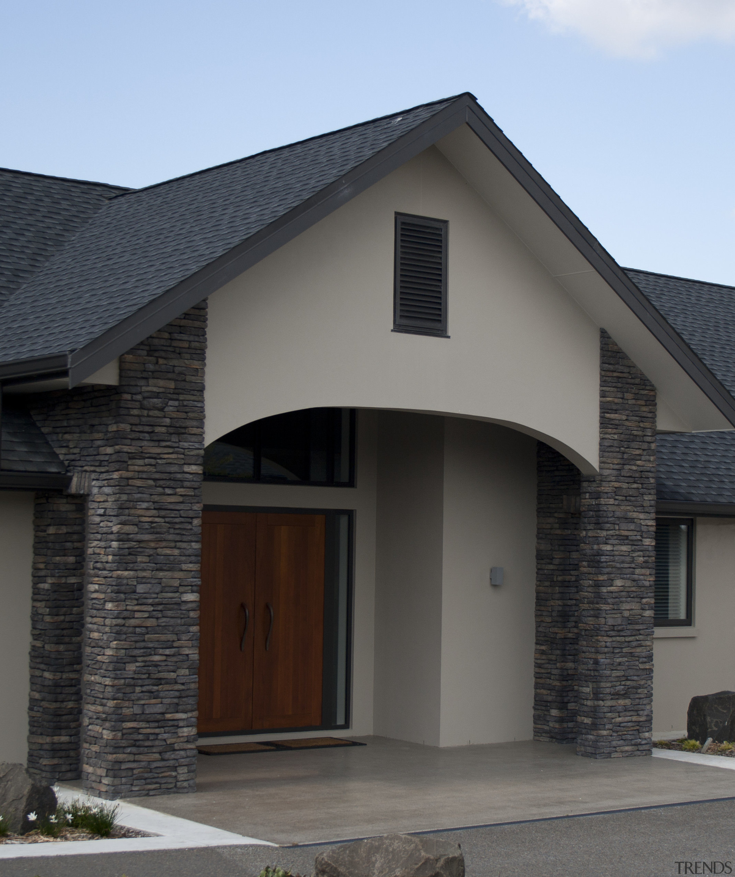 Ledgestone by Stutex Stone - Ledgestone by Stutex architecture, building, door, elevation, facade, garage door, home, house, real estate, residential area, roof, siding, window, black, gray