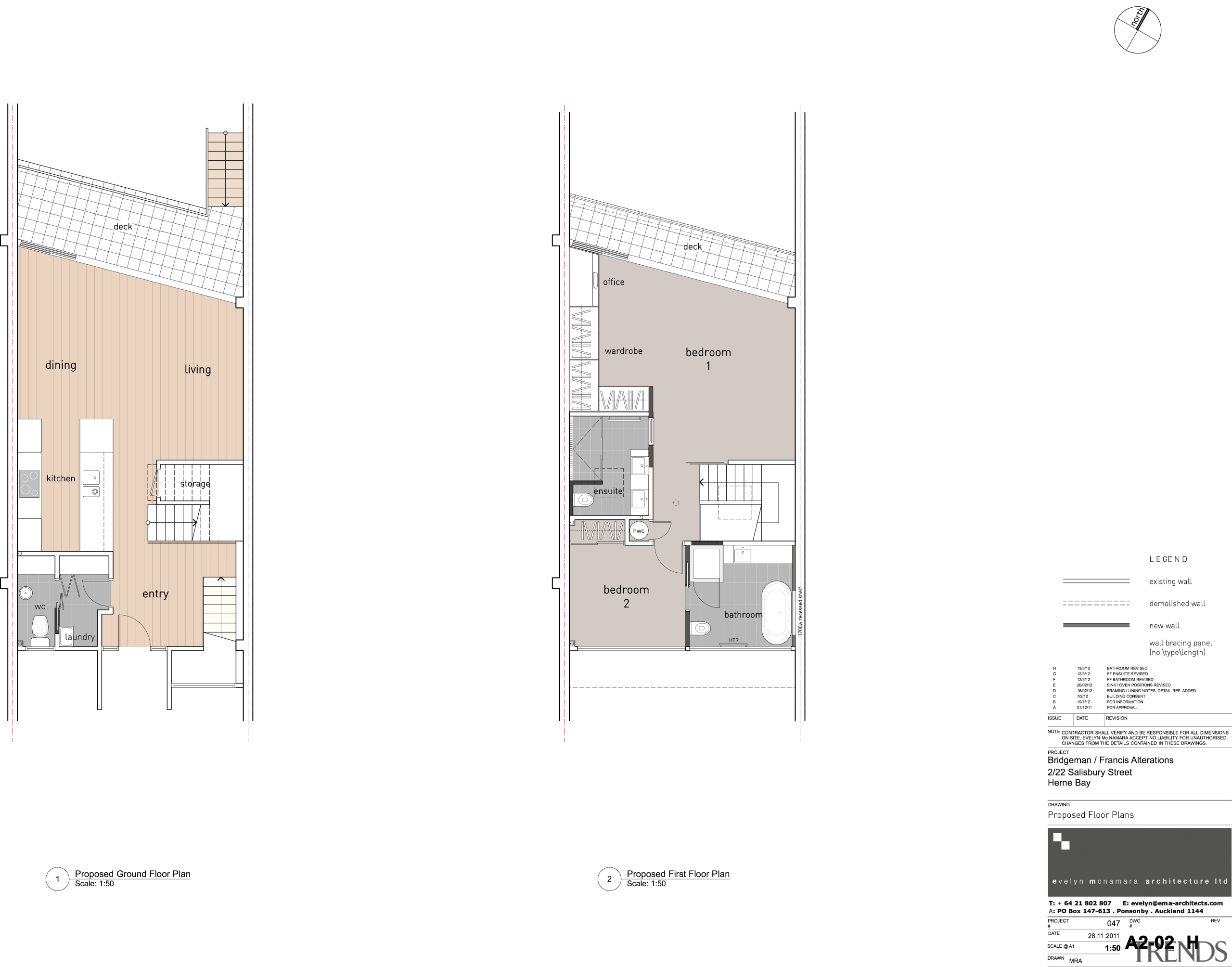 Floorplans of townhouse renovation by architect Evelyn McNamara. architecture, area, design, diagram, elevation, facade, floor plan, house, plan, product design, real estate, schematic, white