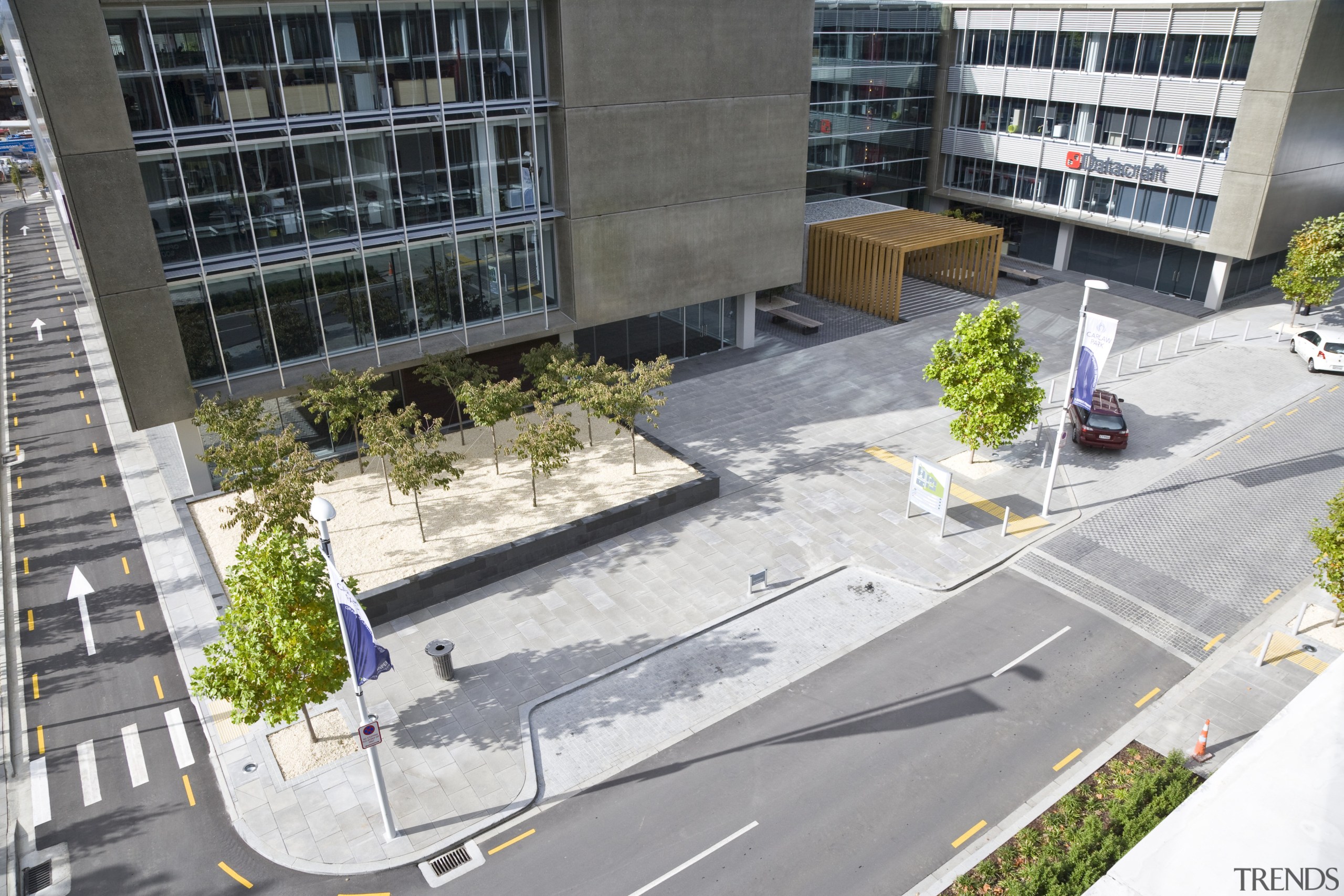 view of a planter box at Carlaw Park architecture, asphalt, building, city, condominium, metropolitan area, mixed use, neighbourhood, real estate, residential area, urban area, urban design, gray, white