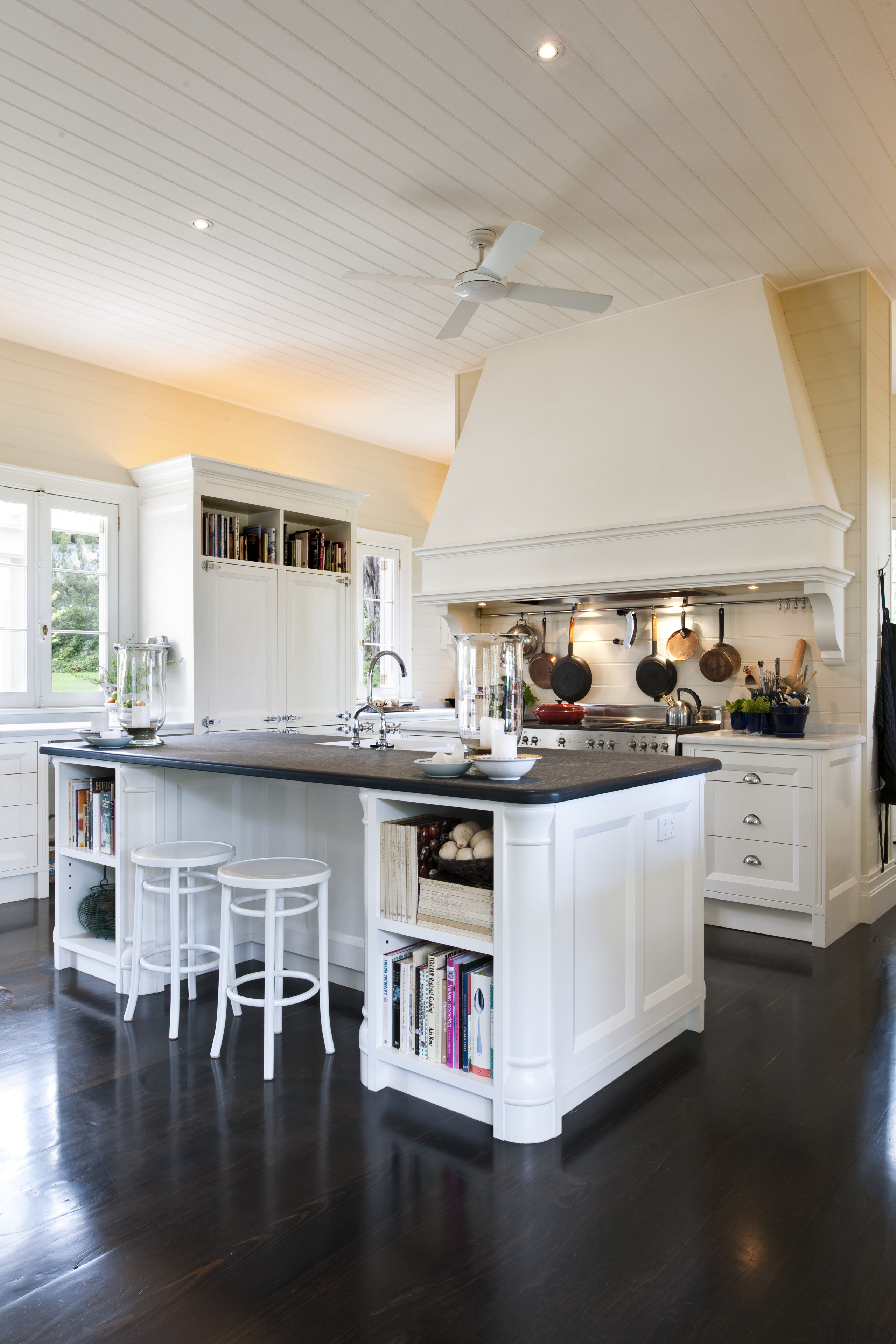 View of traditional country home. - View of ceiling, countertop, cuisine classique, floor, flooring, interior design, kitchen, room, gray