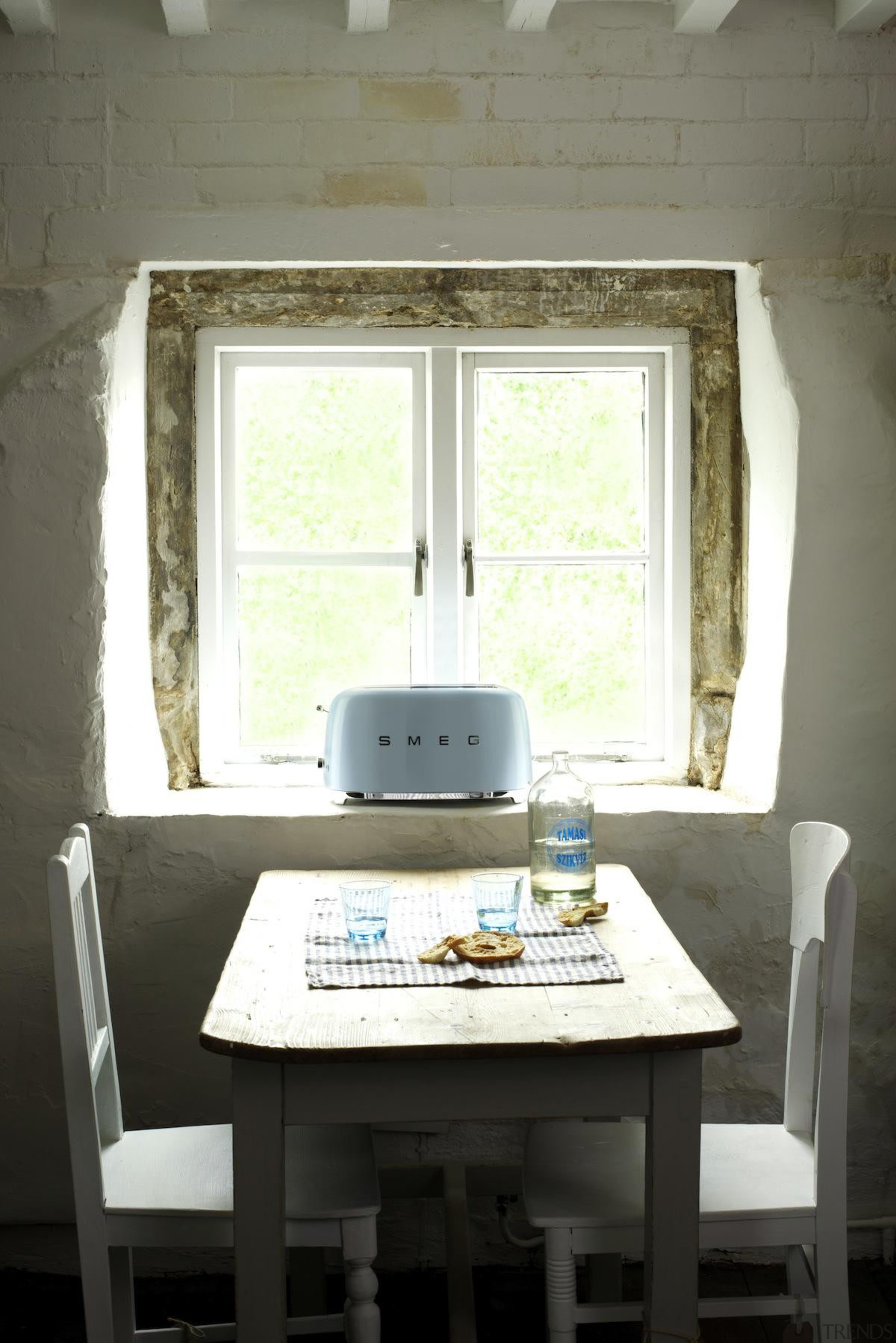 Smeg 50's style toaster - Smeg 50's style chair, dining room, furniture, home, house, interior design, room, table, window, gray, white