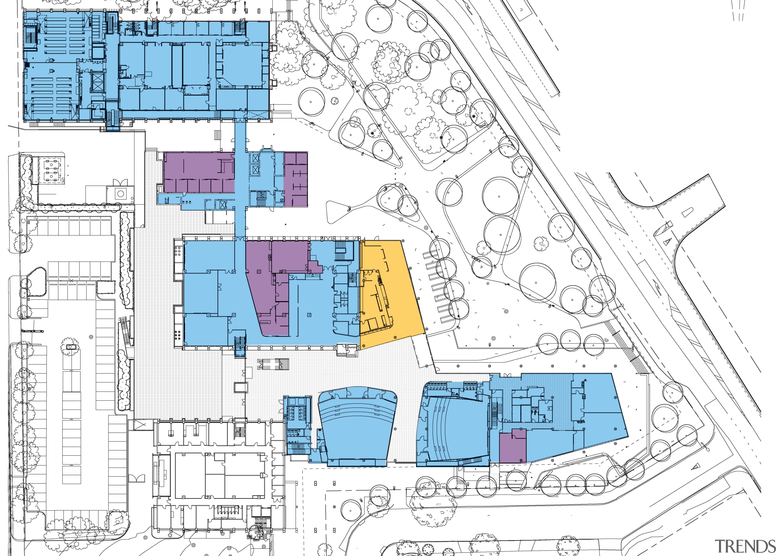 Jasmax remodels University of Auckland Grafton campus architecture, area, design, diagram, floor plan, line, map, plan, product design, residential area, structure, urban design, white