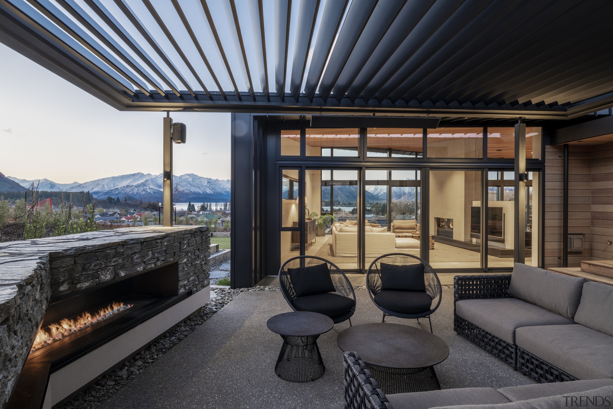 This sheltered cut-out with al fresco seating and 