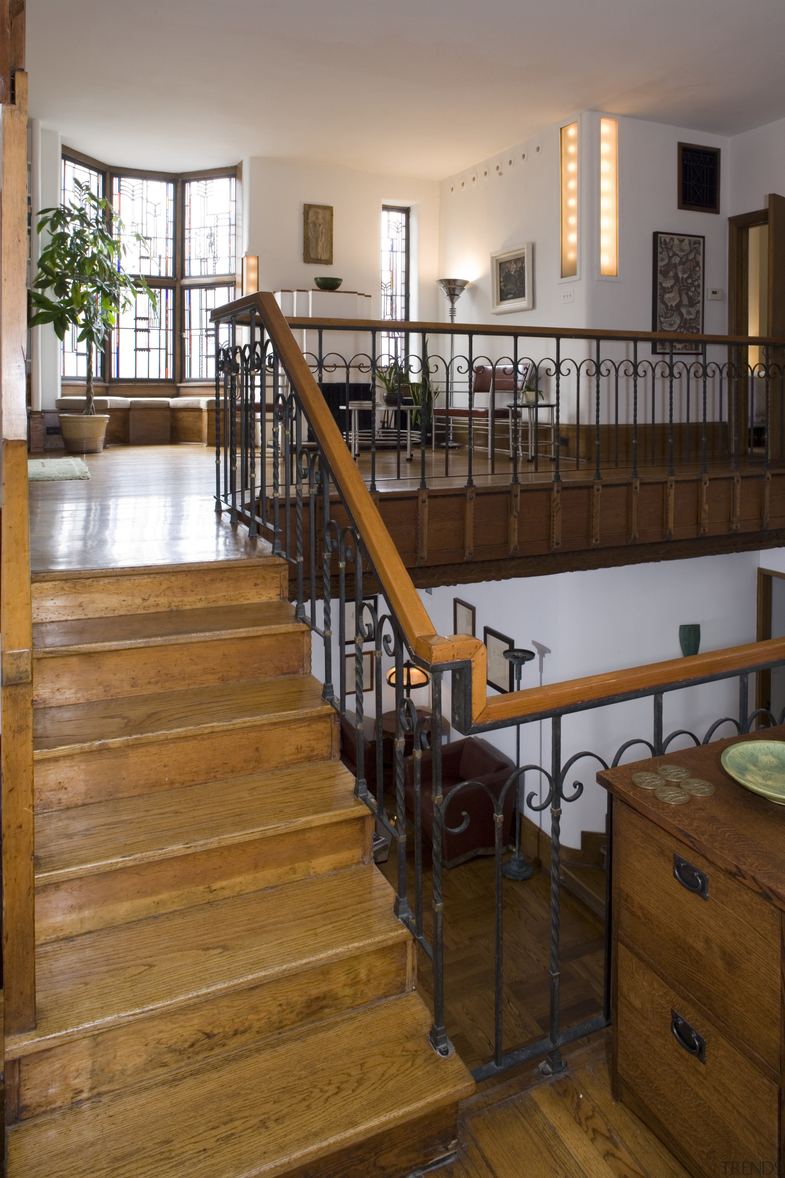 View of the staircase, original wooden floors, nuetral baluster, floor, flooring, handrail, hardwood, home, interior design, real estate, stairs, wood, wood flooring, brown, gray