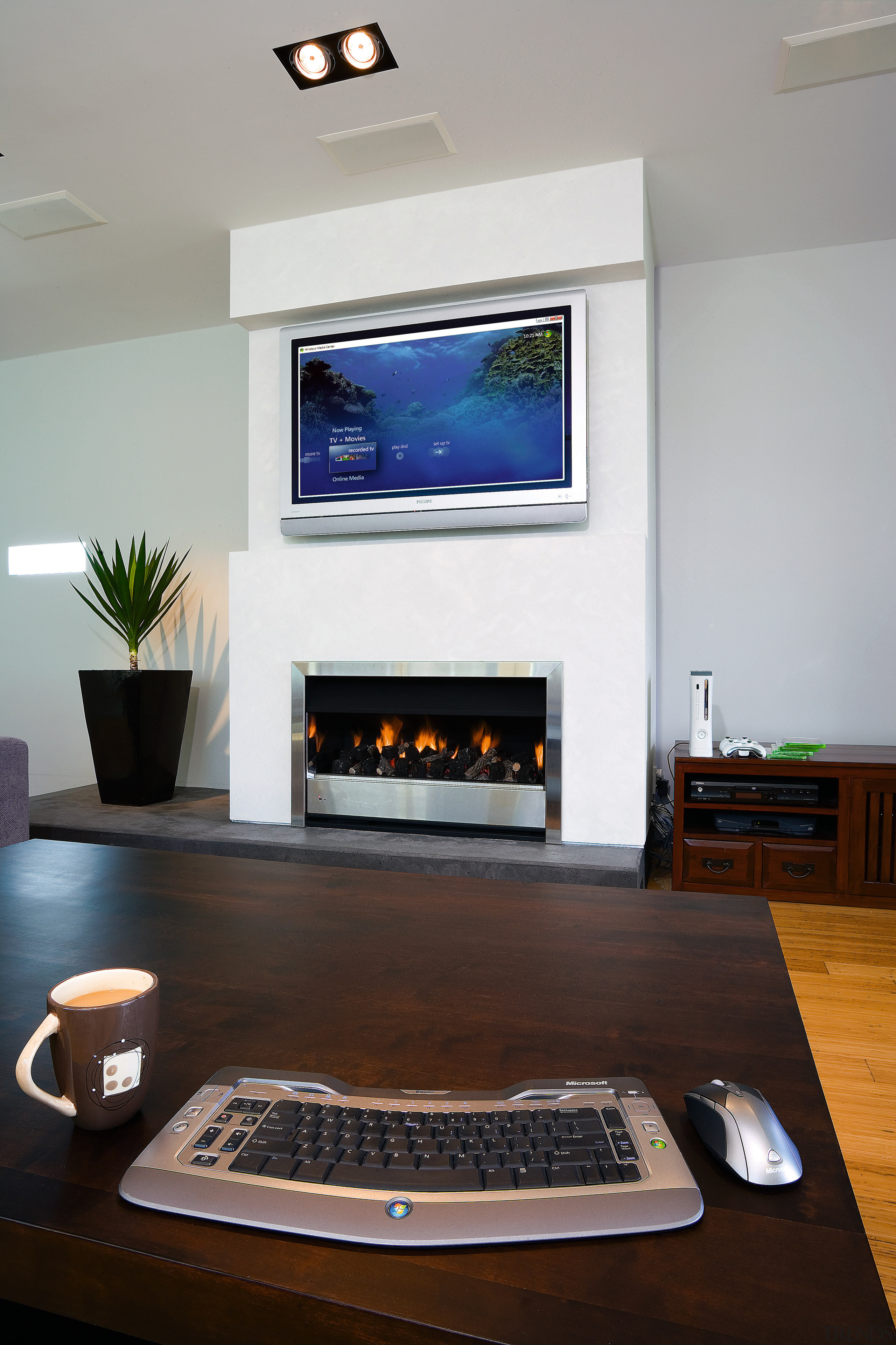 A view of the new microsoft wireless keyboard display device, electronic device, furniture, interior design, technology, gray, black