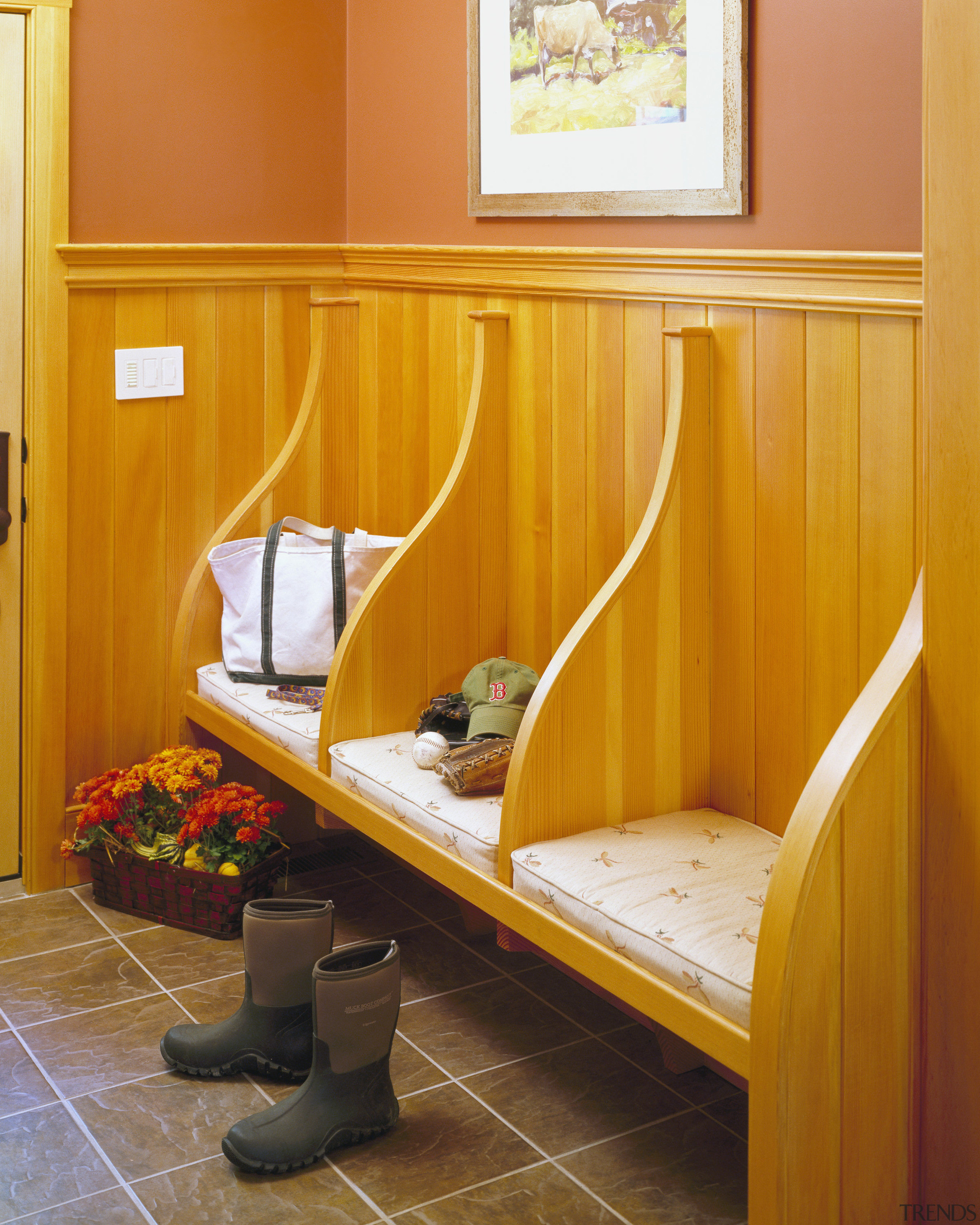 View of entrance area with tiled floors, golden bed, bed frame, furniture, interior design, orange, room, suite, orange