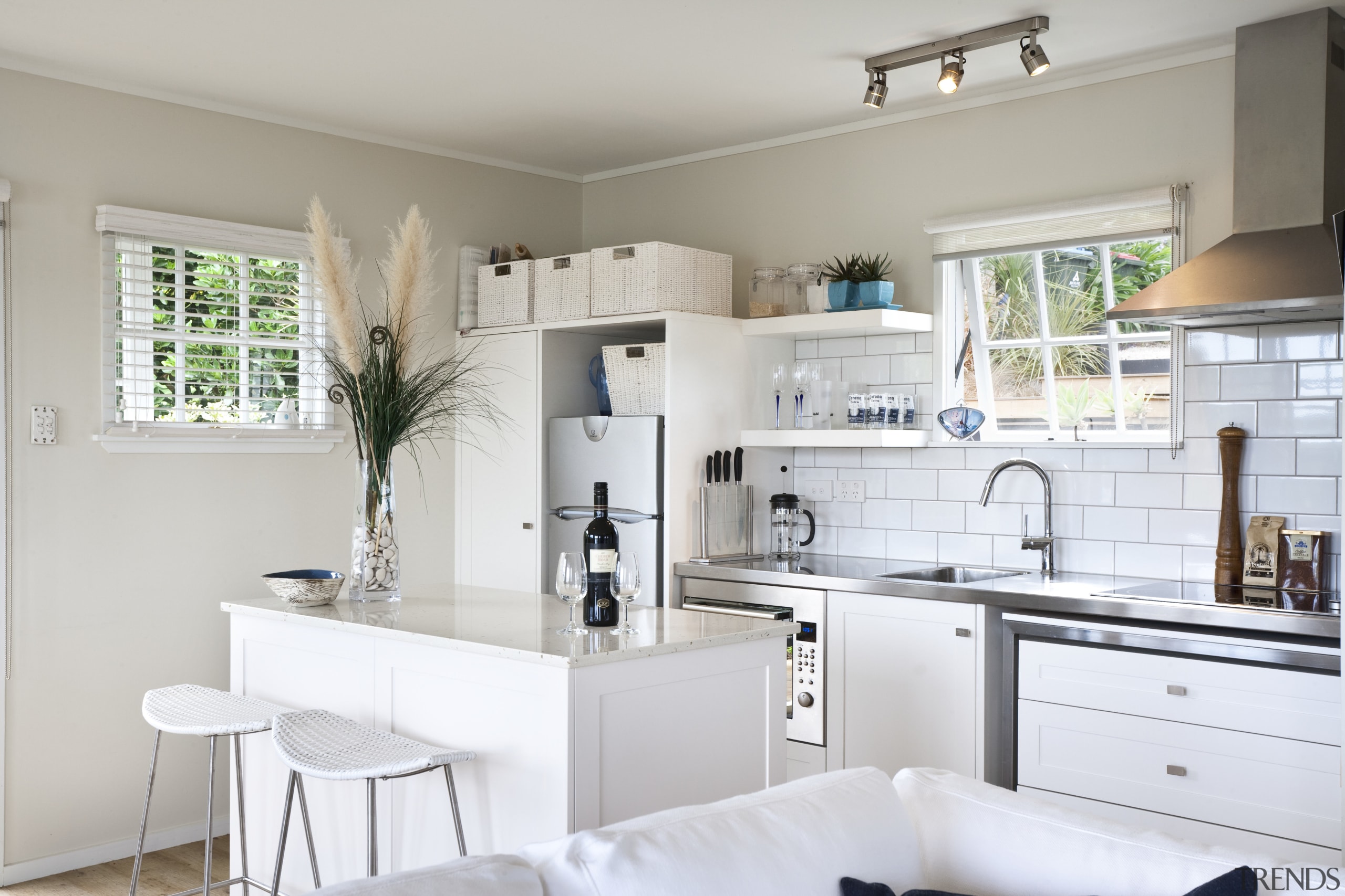 View of outdoor place in a Wanaka holiday countertop, cuisine classique, home, interior design, kitchen, property, real estate, room, gray, white