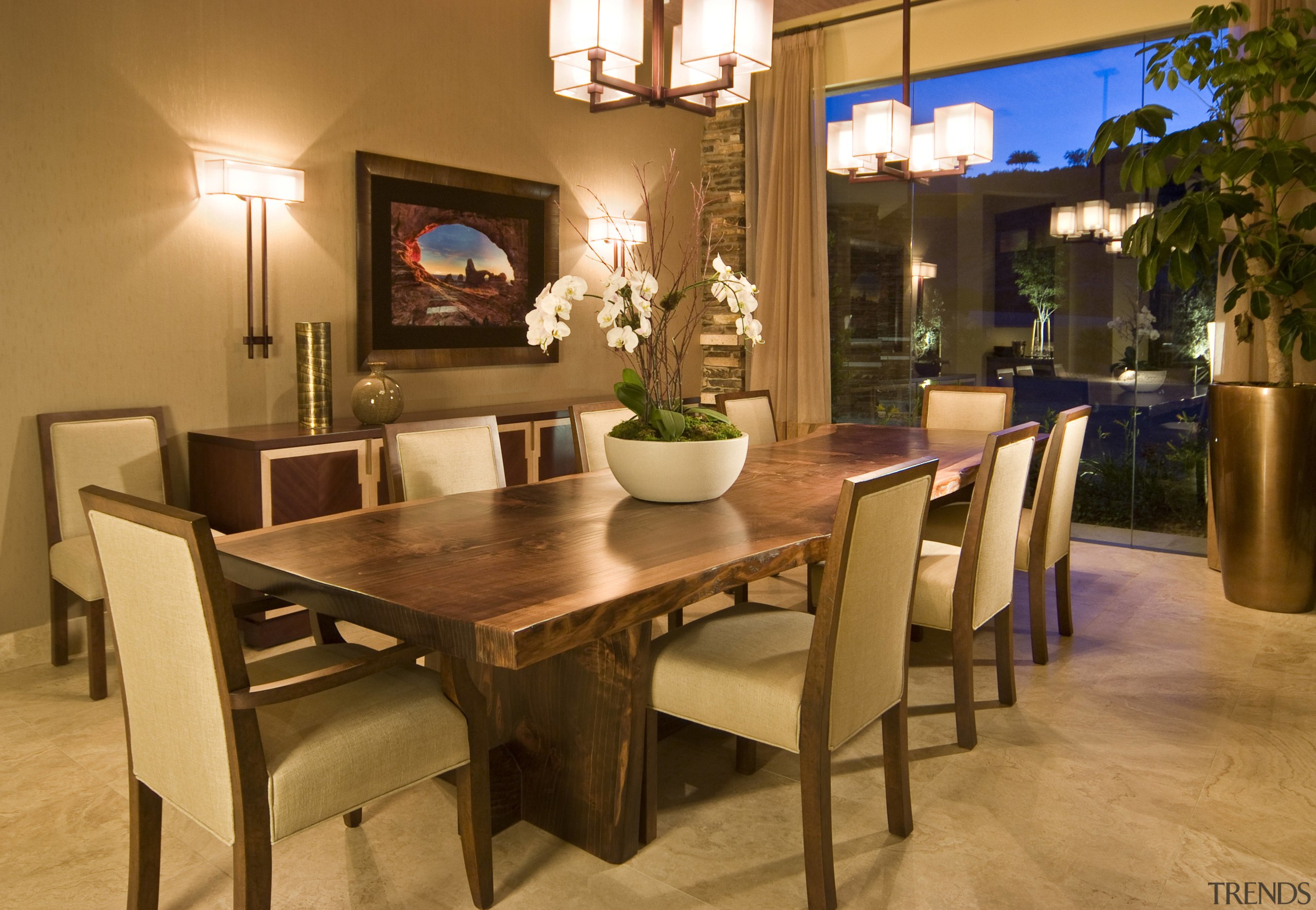 View of the dining area of this home chair, dining room, furniture, interior design, room, table, brown, orange