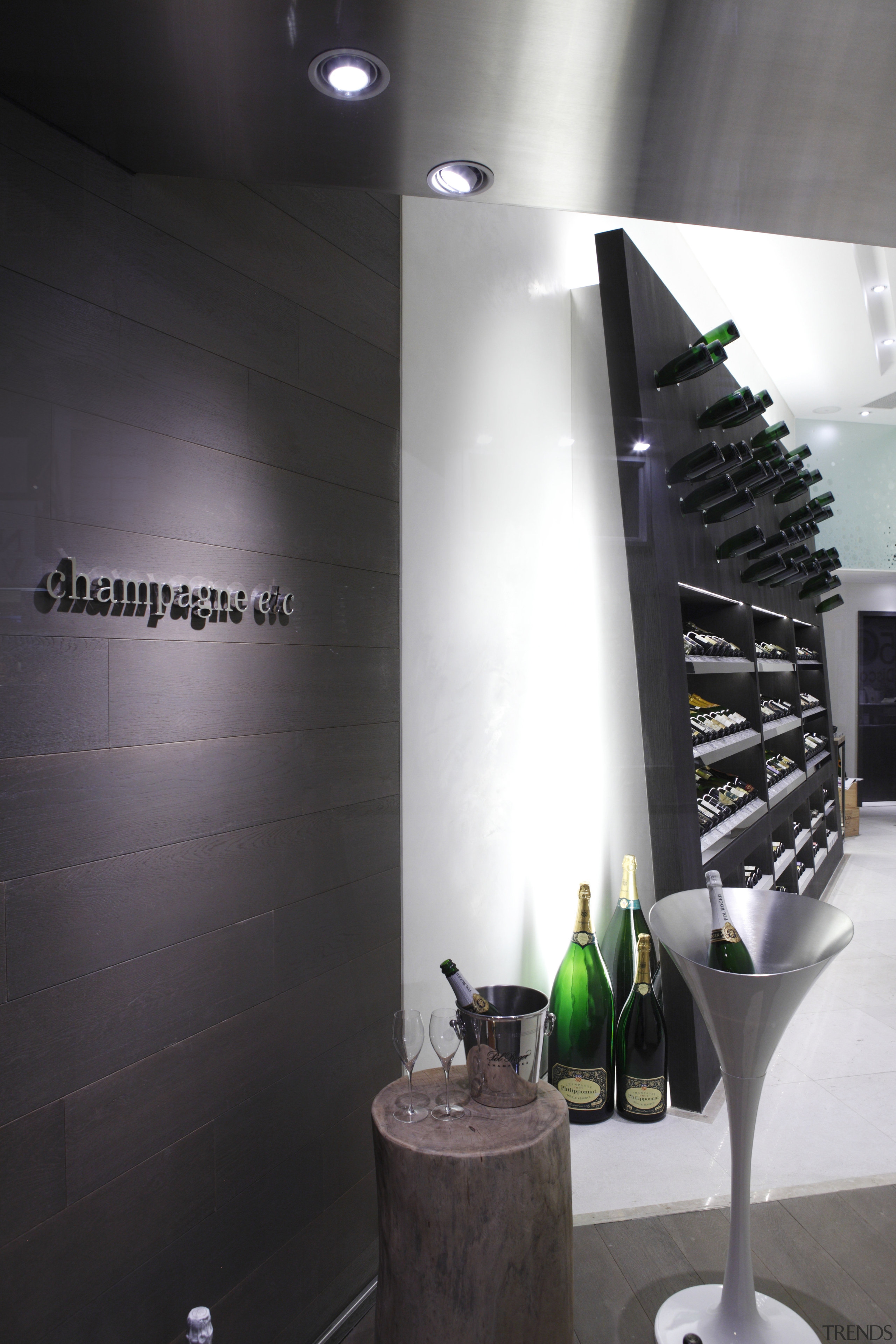 The Champagne etc wine store in Hong Kong glass, interior design, product design, black