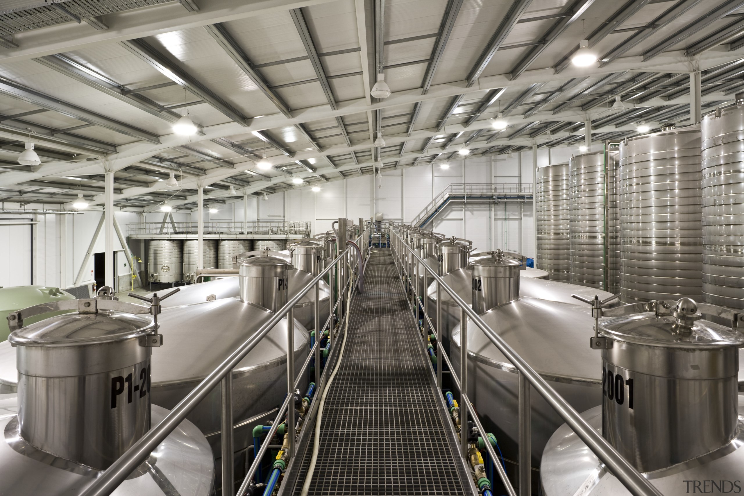 Interior view of the wine making area which factory, industry, gray