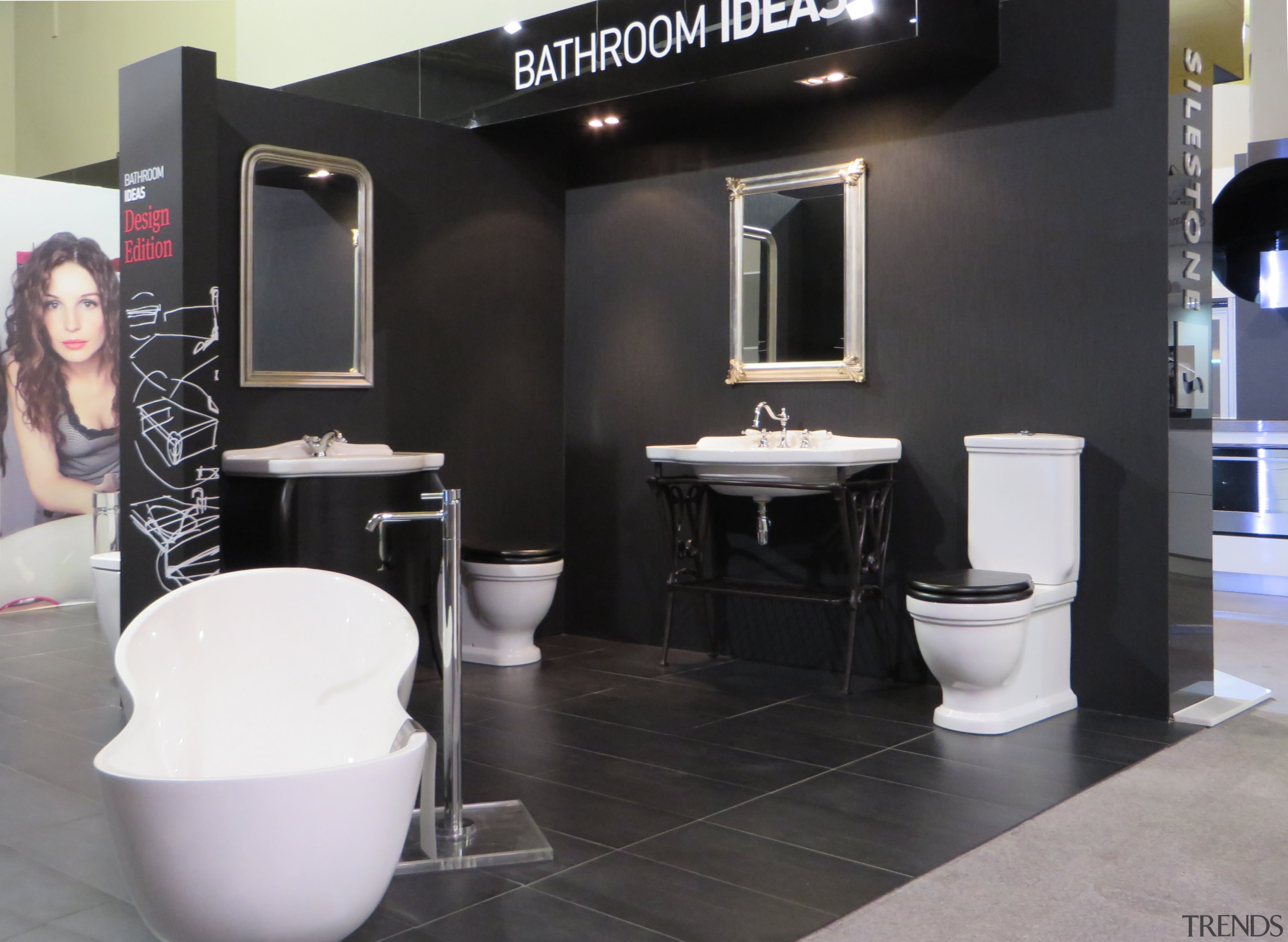 A full range of bathroom products from Robertsons, bathroom, floor, flooring, furniture, interior design, plumbing fixture, product design, public toilet, toilet, black