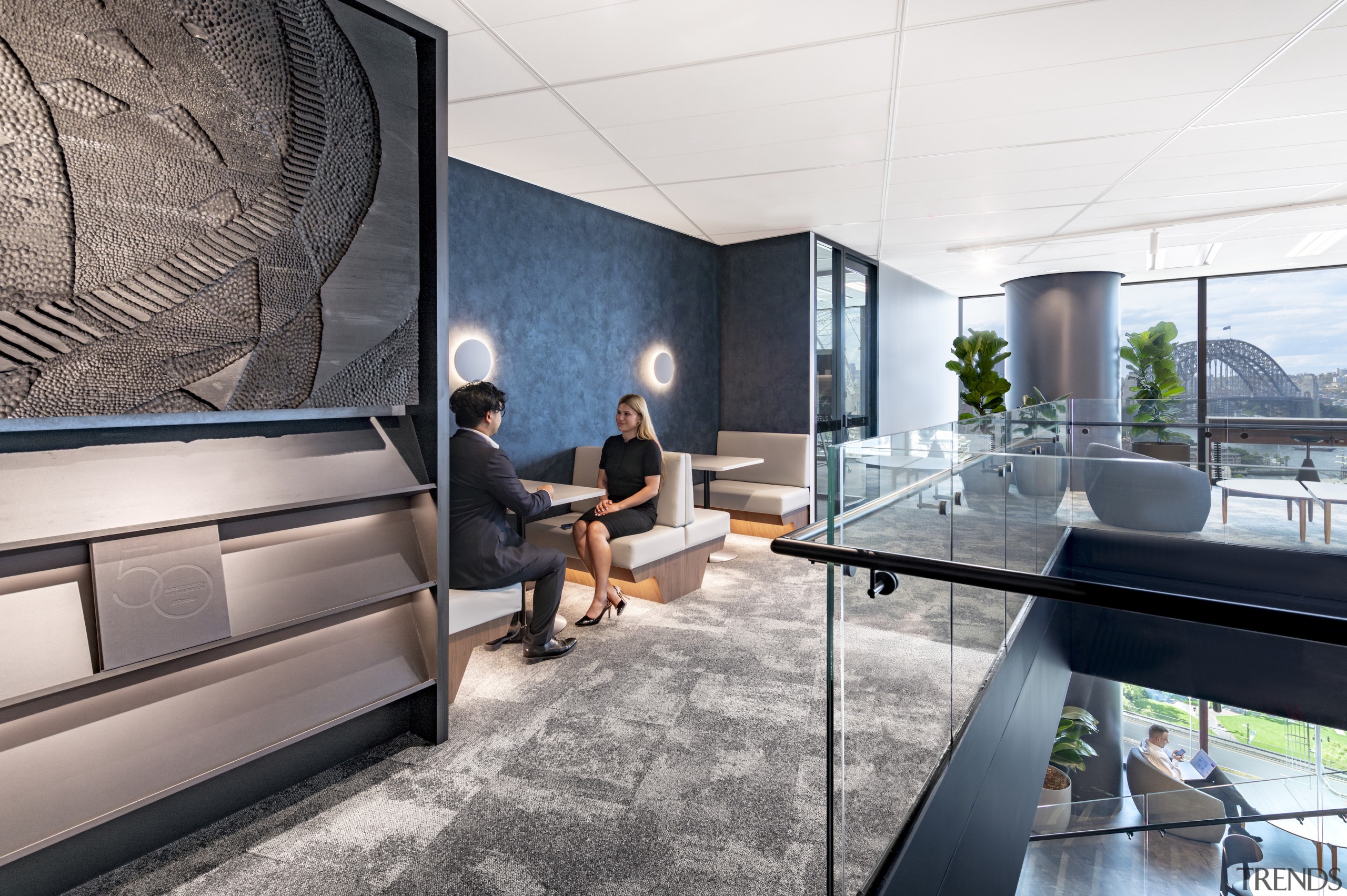 Art works and wall finishes add to the 