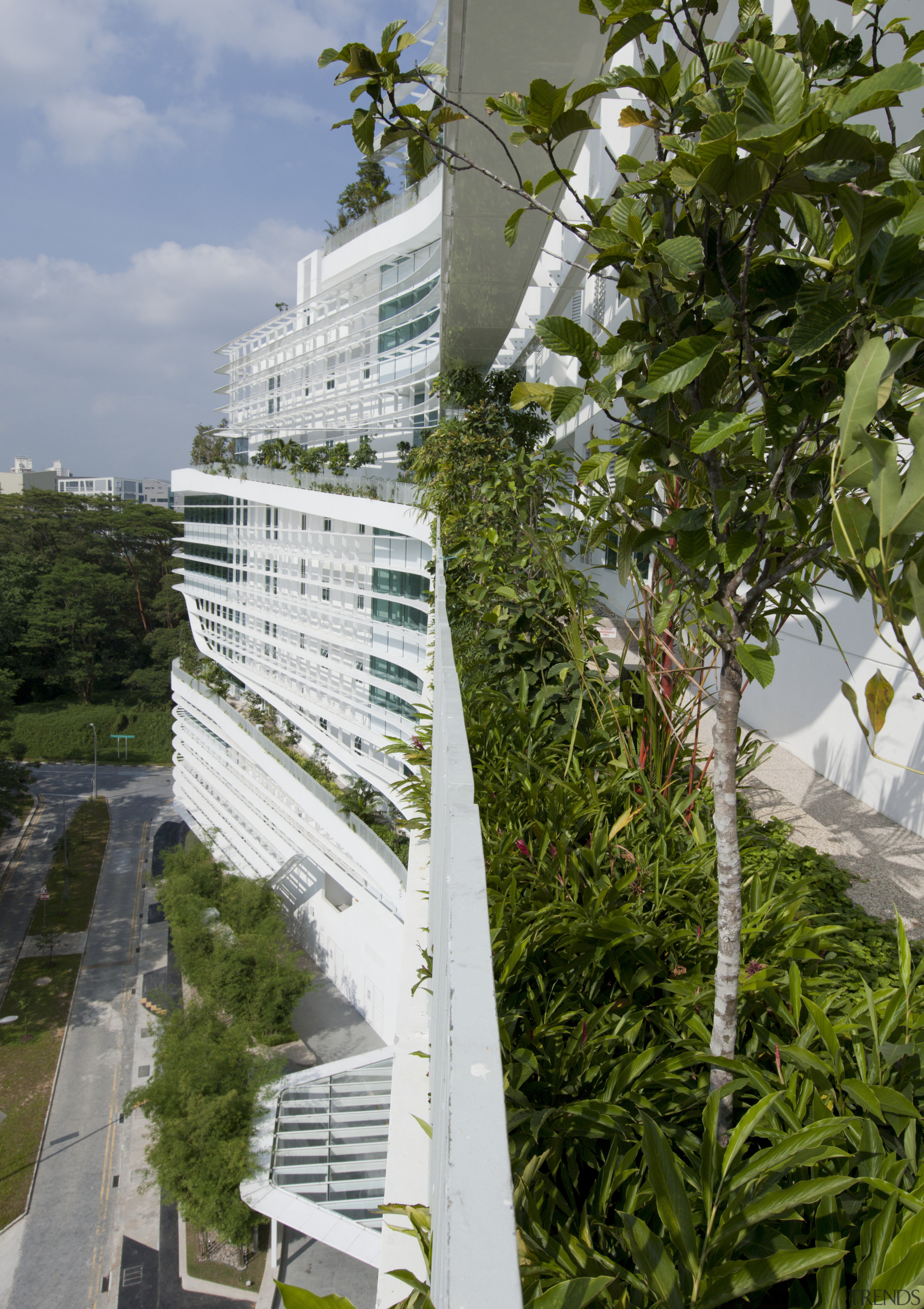 View of Solaris, an ecoskyscraper designed by Ken architecture, building, condominium, outdoor structure, plant, tree, brown, gray