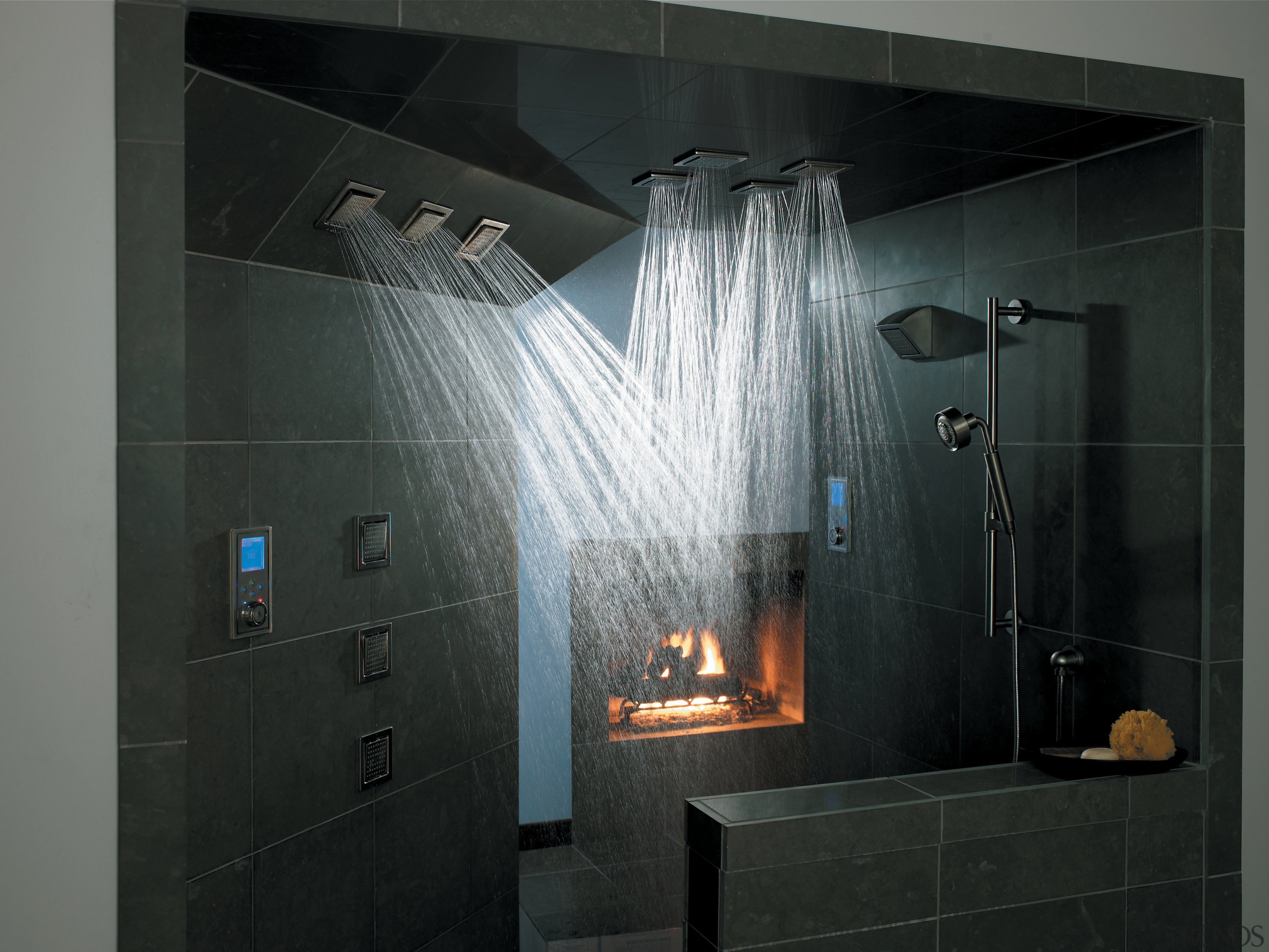 View of bathroom wear by Kohler - View bathroom, glass, interior design, plumbing fixture, room, shower, black