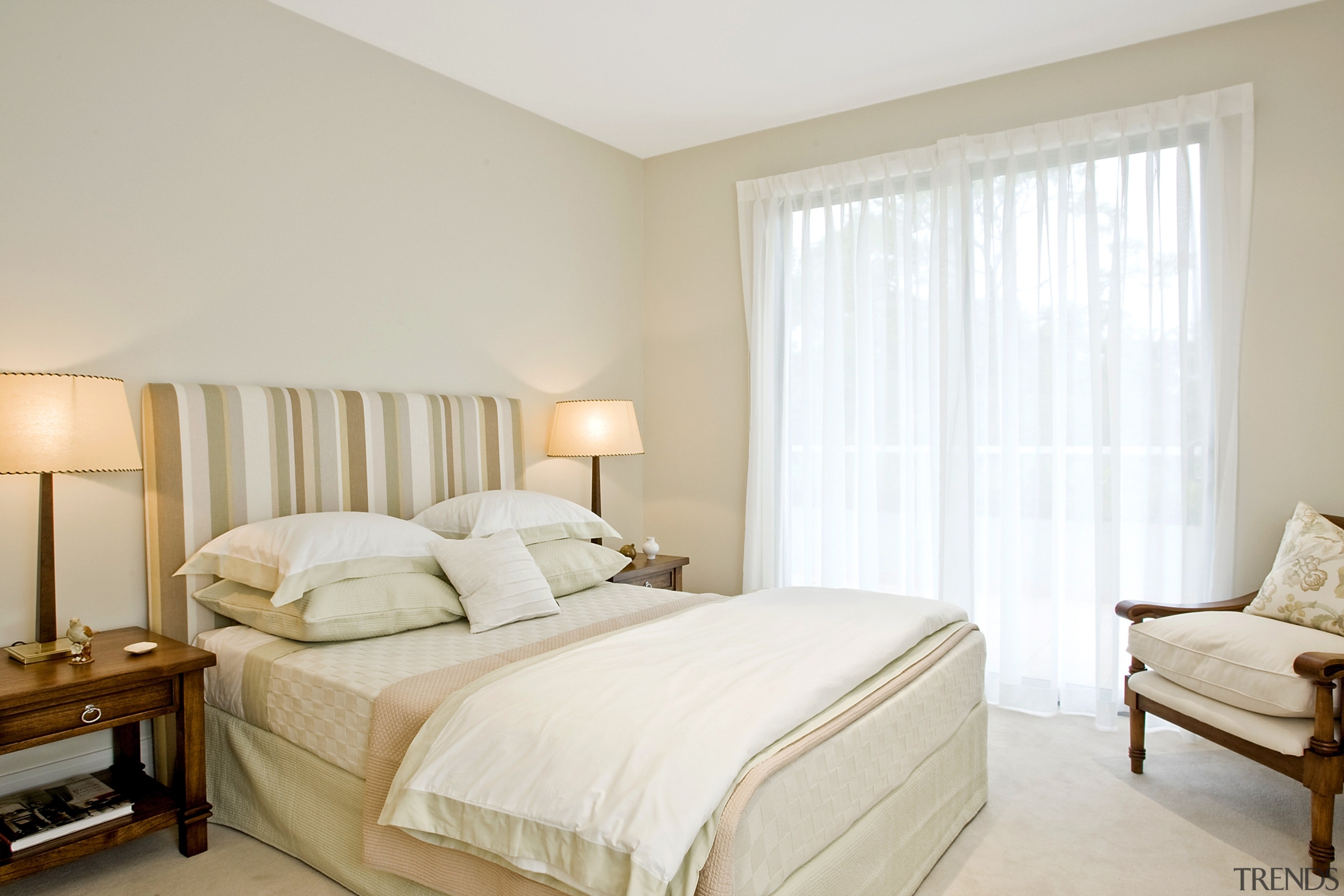 Hope style apartments located in Wahroonga on Sydney's bed, bed frame, bed sheet, bedding, bedroom, ceiling, curtain, estate, floor, home, interior design, mattress, property, real estate, room, suite, wall, window, window covering, window treatment, wood, gray