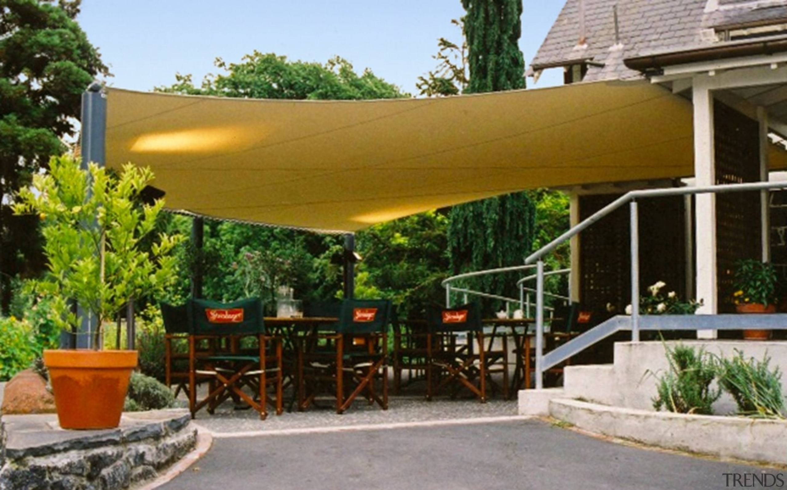 Shade Sail - awning | canopy | outdoor awning, canopy, outdoor structure, patio, property, real estate, shade, brown