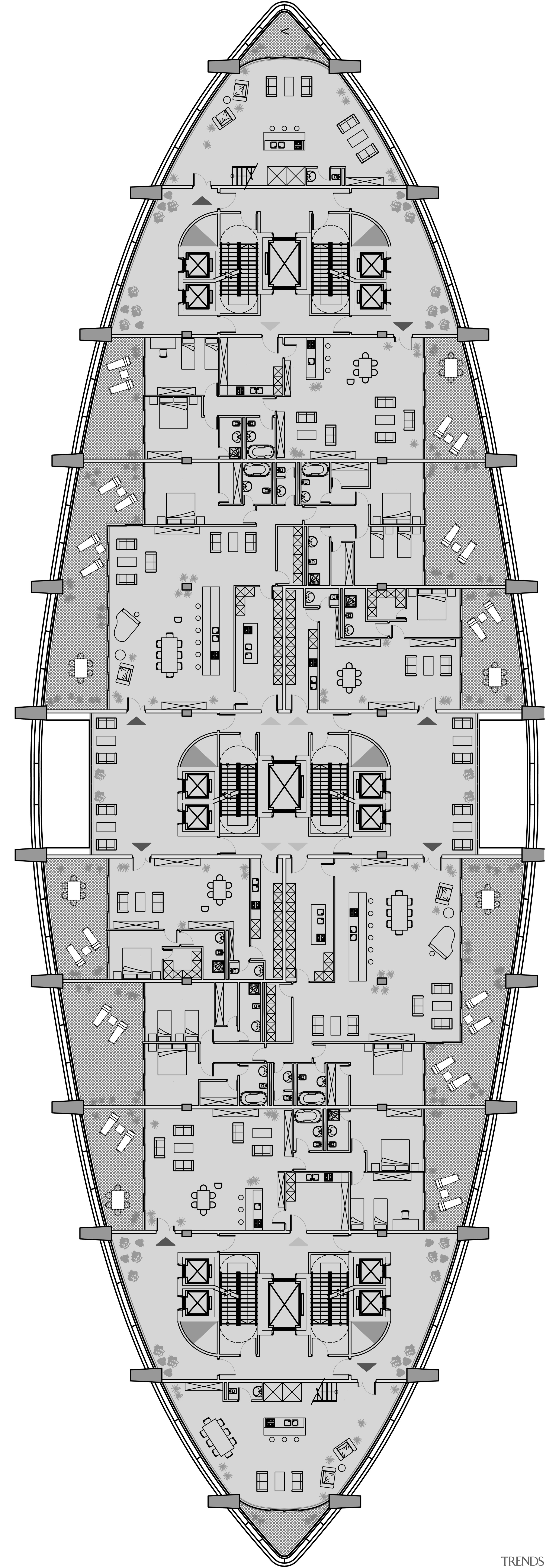 Plans for a particular level of the Fleet area, black and white, circle, drawing, floor plan, line, plan, white