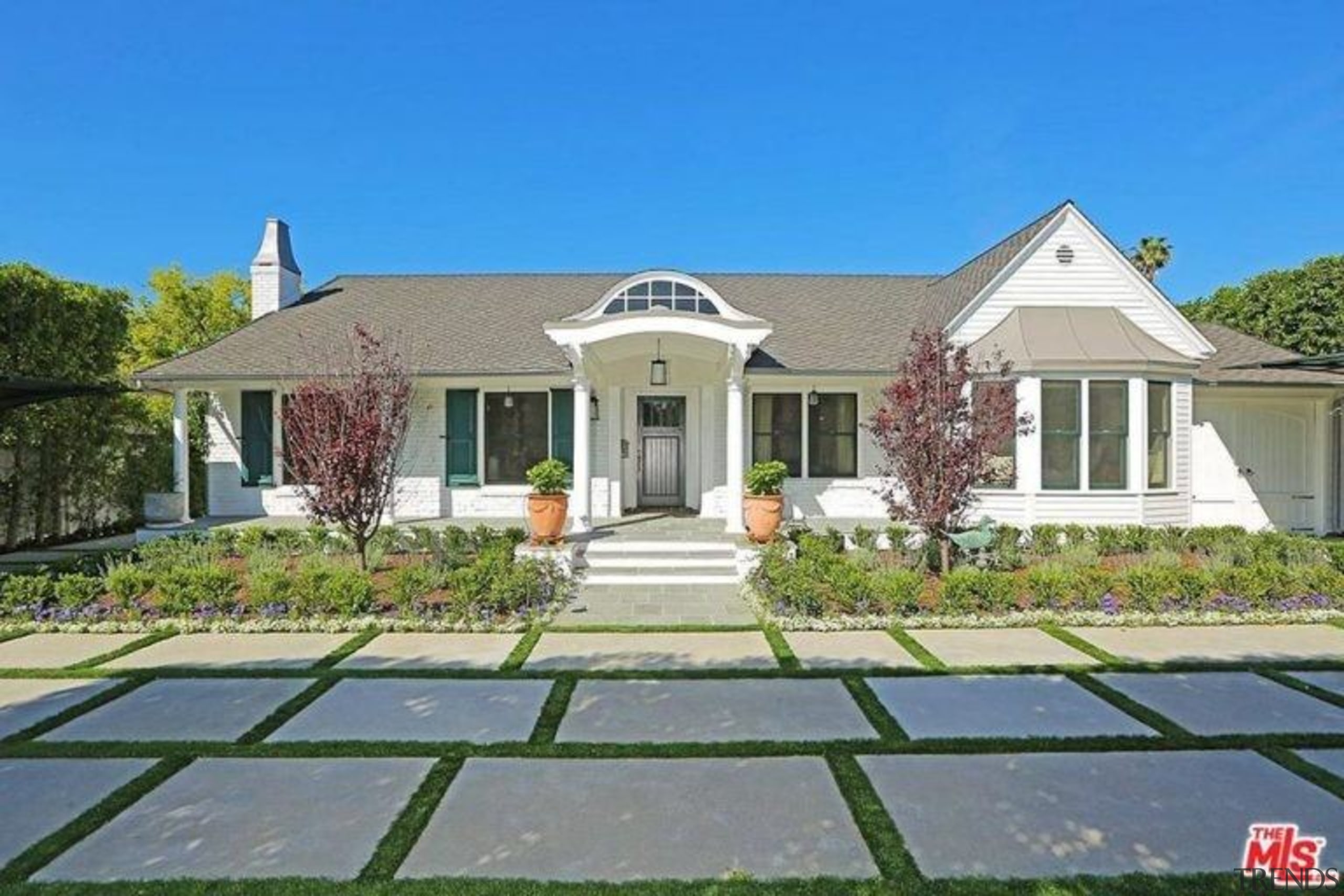 Selena Gomez's new Studio City, California home - building, cottage, elevation, estate, facade, home, house, land lot, landscape, mansion, neighbourhood, property, real estate, residential area, suburb, villa, yard, gray