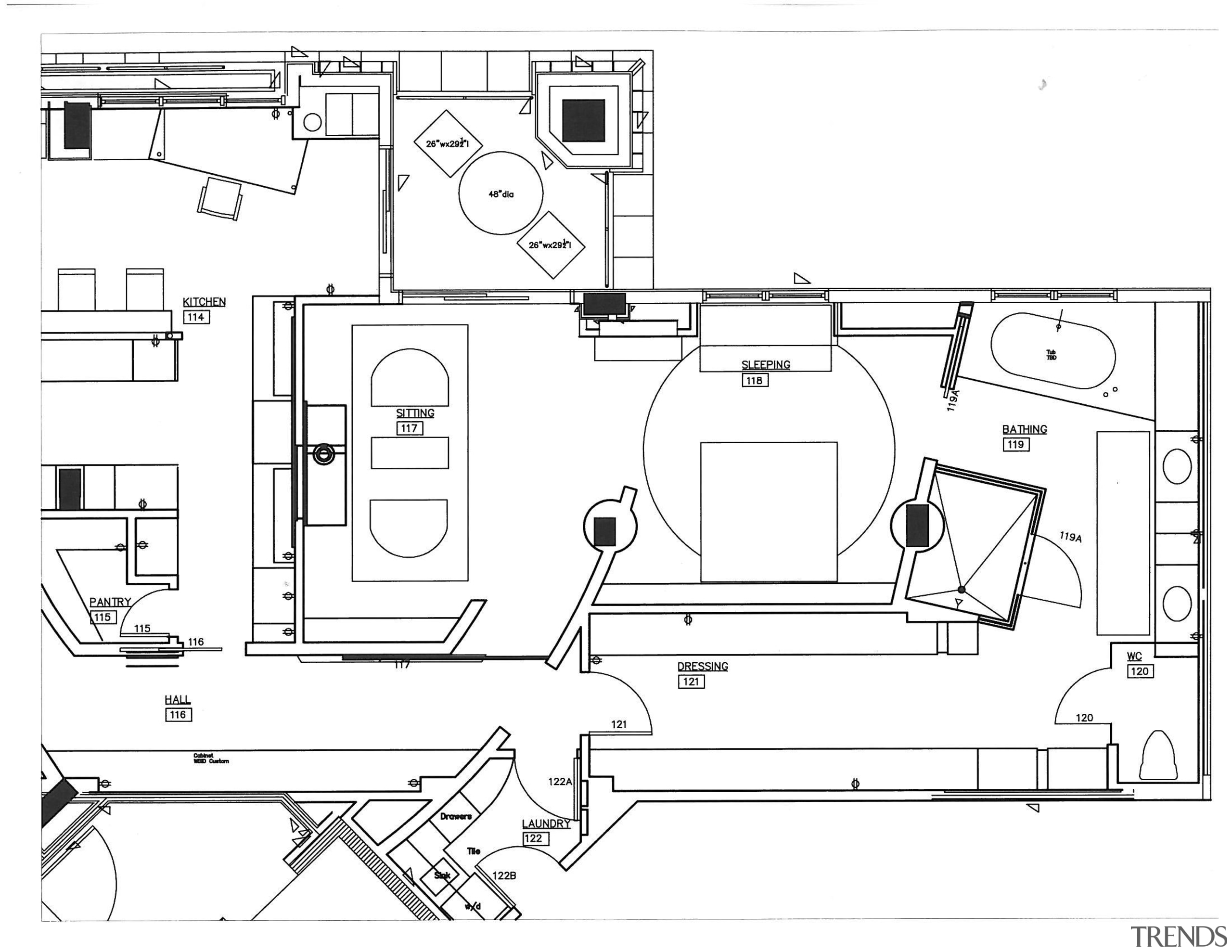 View of architectural plans for master suite. - area, artwork, black and white, design, diagram, drawing, engineering, floor plan, font, line, line art, plan, product, product design, technical drawing, text, white