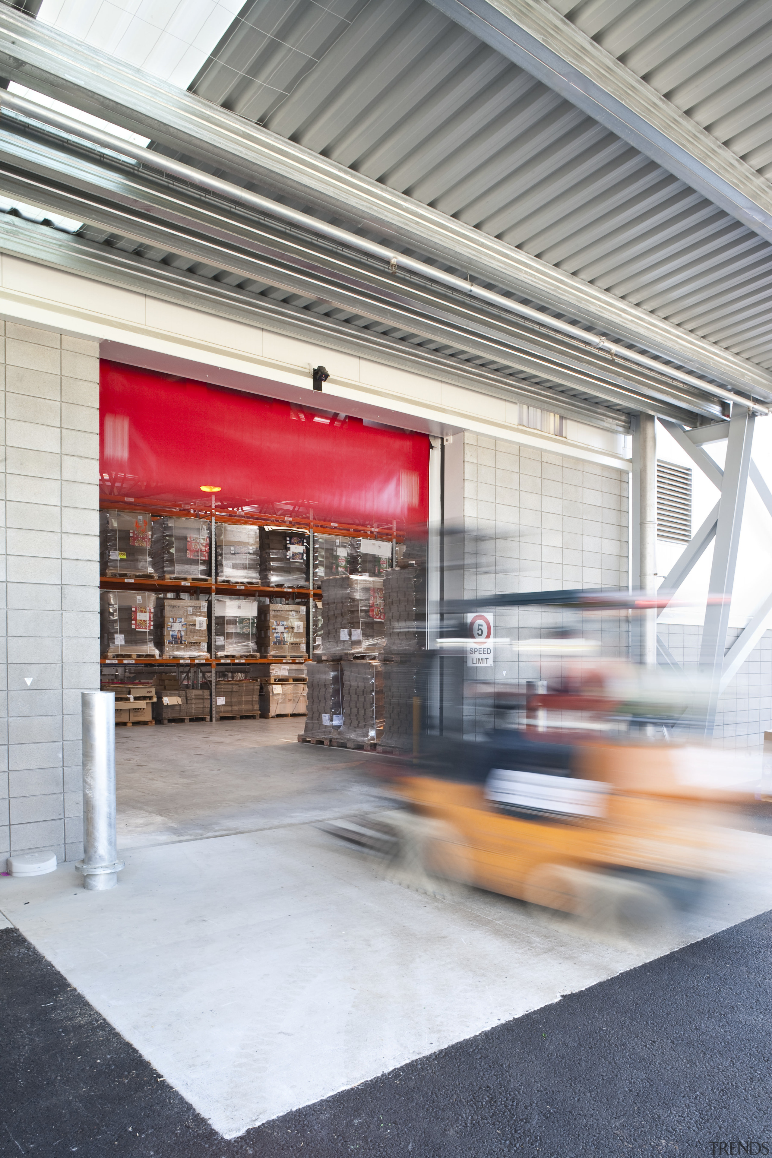 View of the Lion Nathan storage warehouse which floor, white, gray