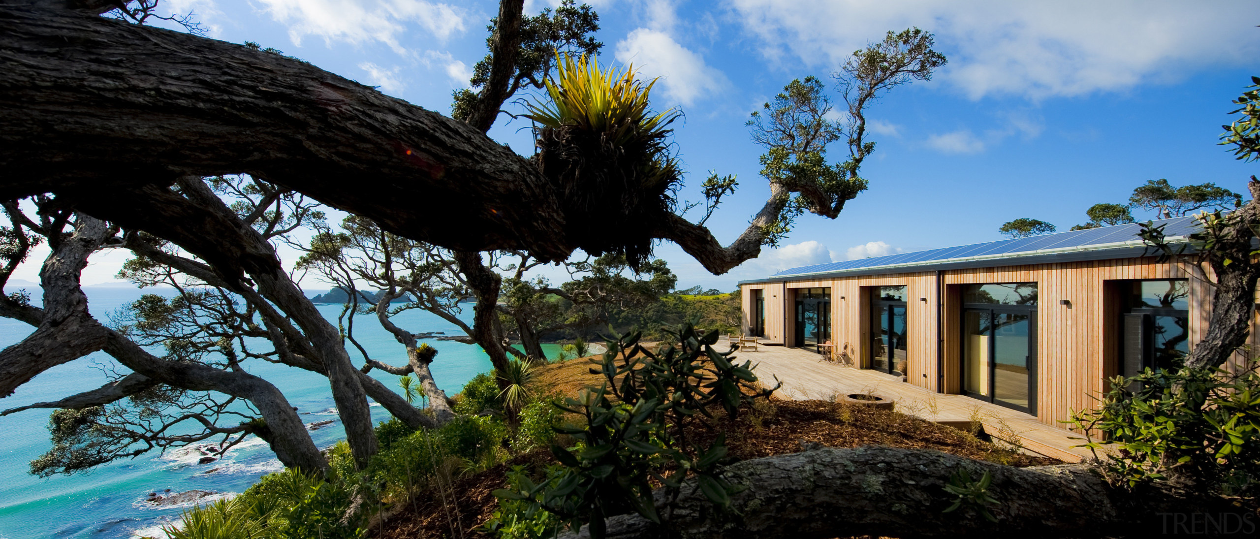 Rooms with views  this coastal home optimises architecture, estate, hacienda, home, house, leisure, nature, plant, property, real estate, resort, sky, tree, villa, black, teal