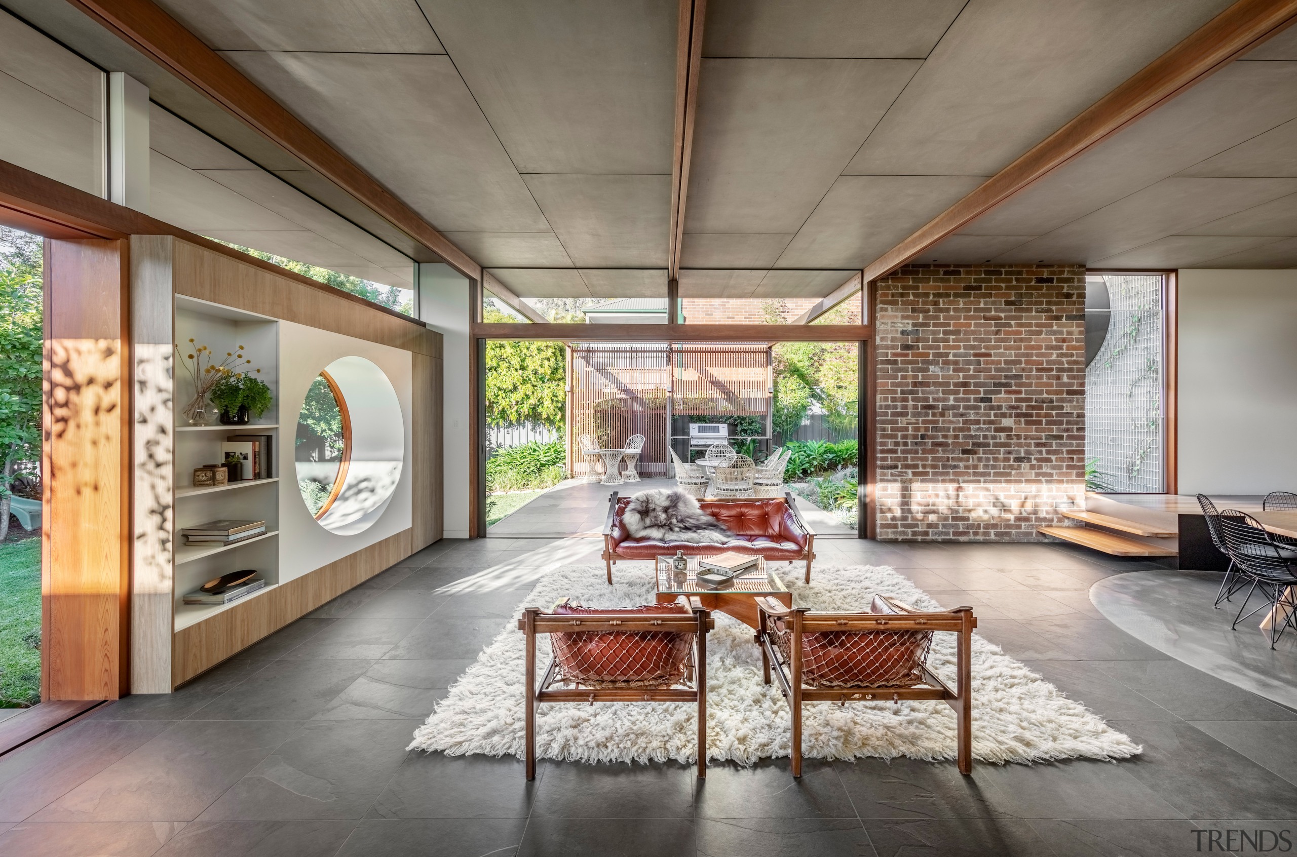 Looking from the living space to the courtyard. 