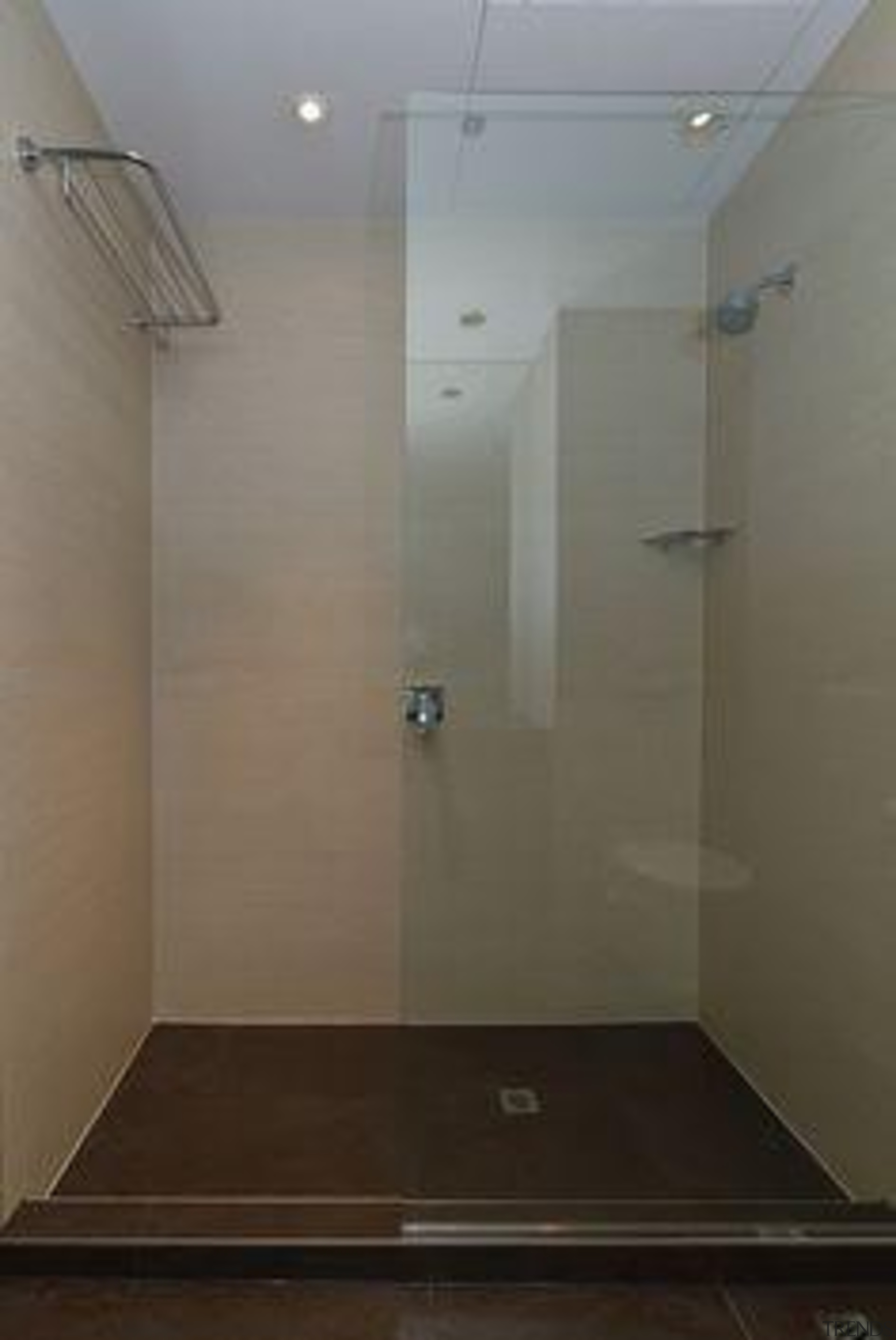 Bathroom walls featuring Naturali Travertino Avorio and Floor angle, bathroom, ceiling, daylighting, floor, glass, plumbing fixture, property, room, shower, tile, wall, gray
