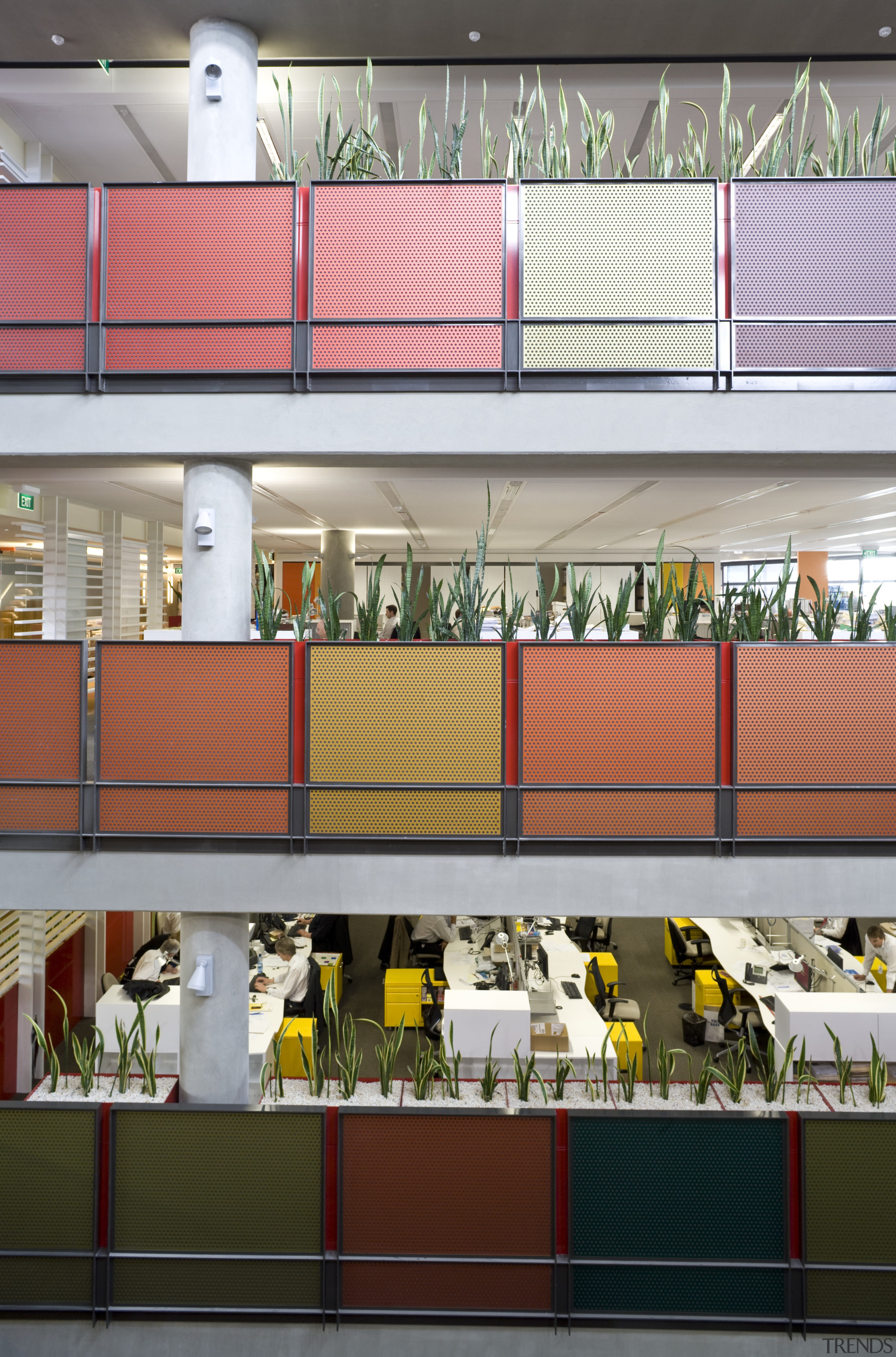 Interior view of the office areas inside the gray