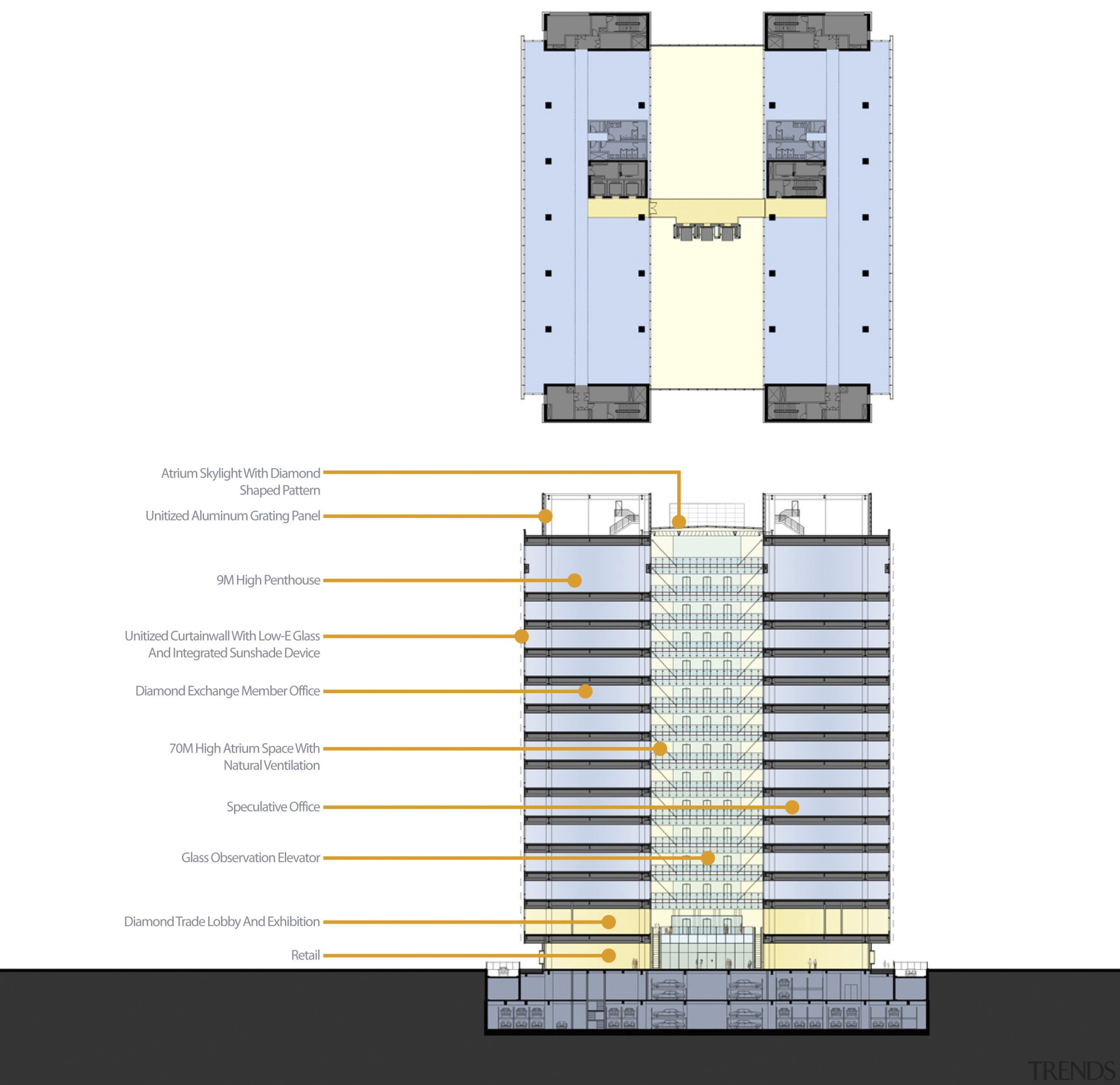 China Diamond Exchange Center - China Diamond Exchange diagram, elevation, engineering, plan, product, product design, structure, white