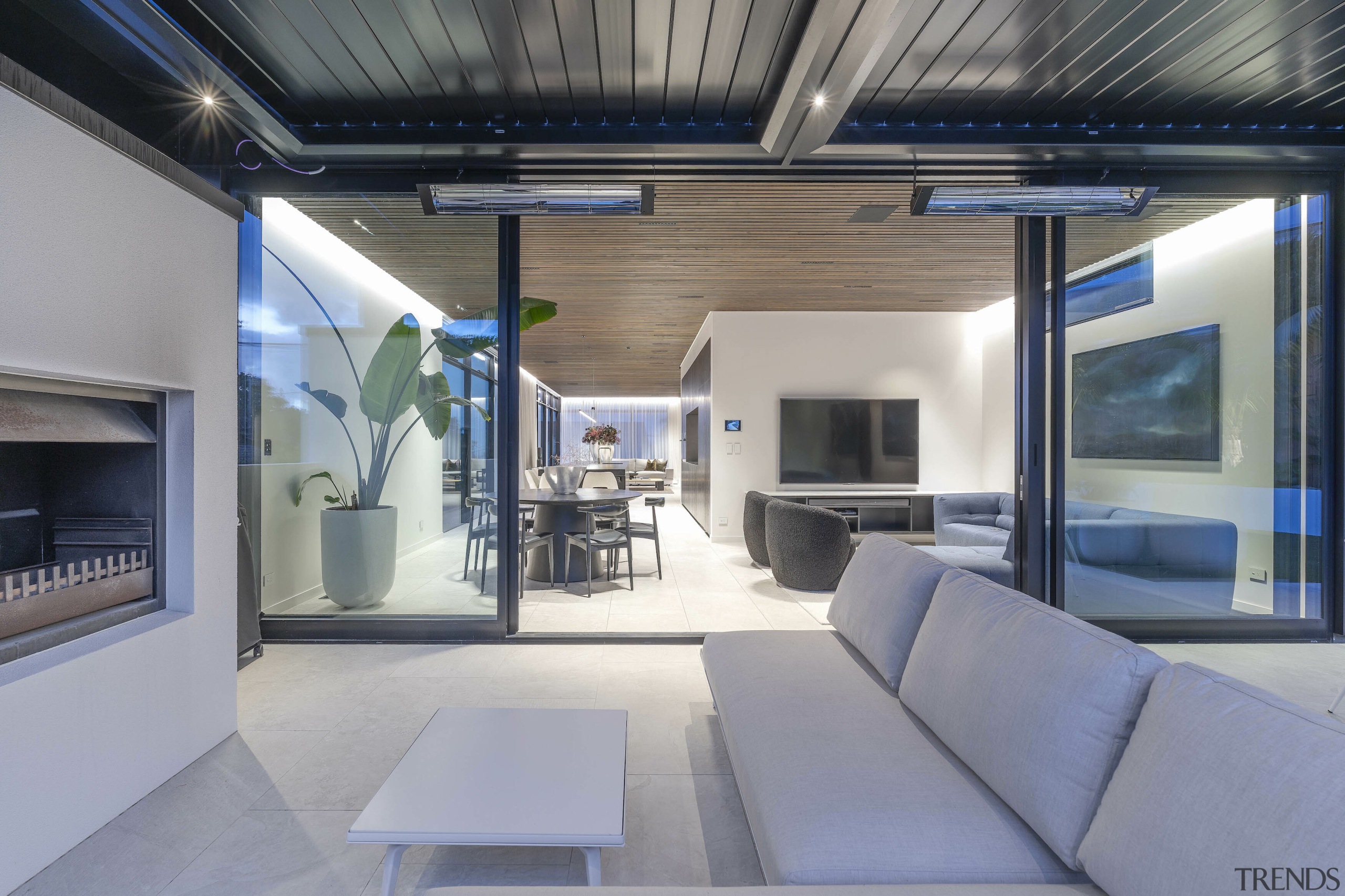 Looking to the living area and entertainer's kitchen 