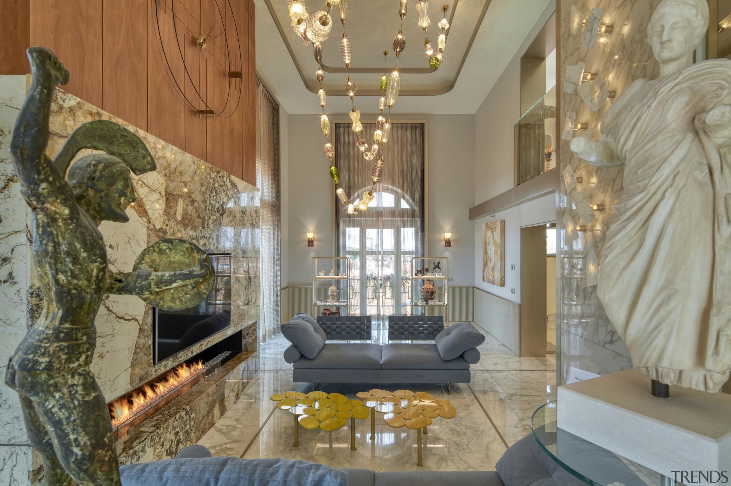 The room is loaded with historical pieces chosen 