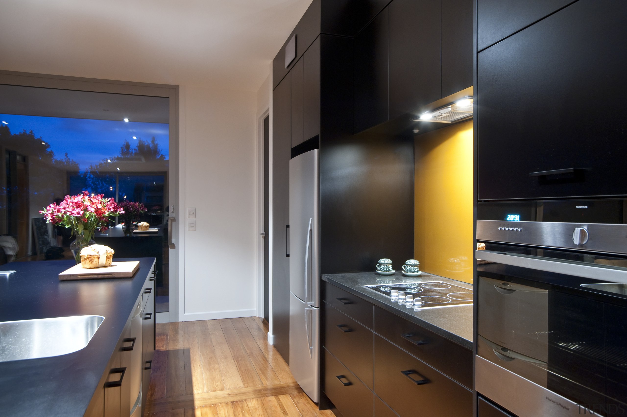 This new kitchen designed by Nicola Mason of countertop, interior design, kitchen, property, real estate, room, black