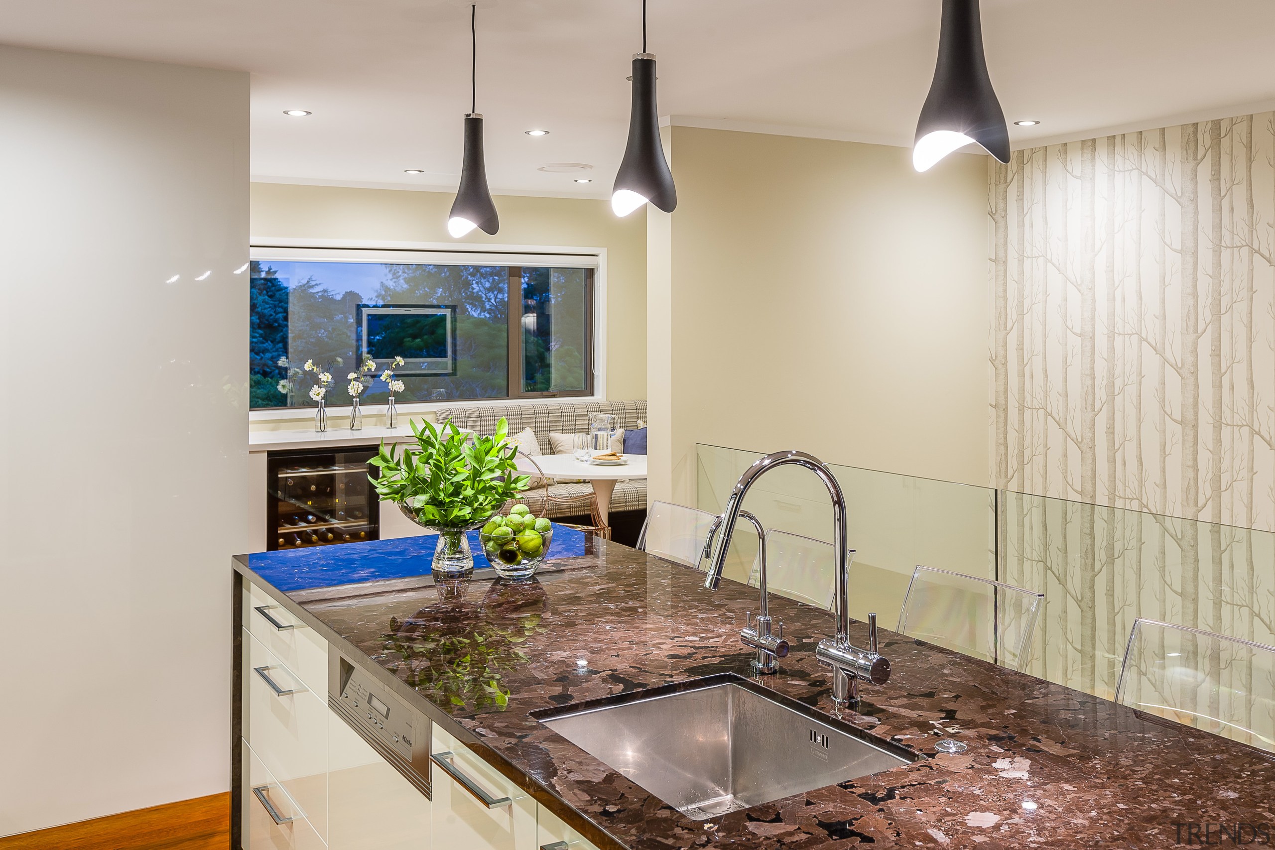 Contemporary kitchen renovation with Antique Brown granite island countertop, home, interior design, kitchen, real estate, room, gray