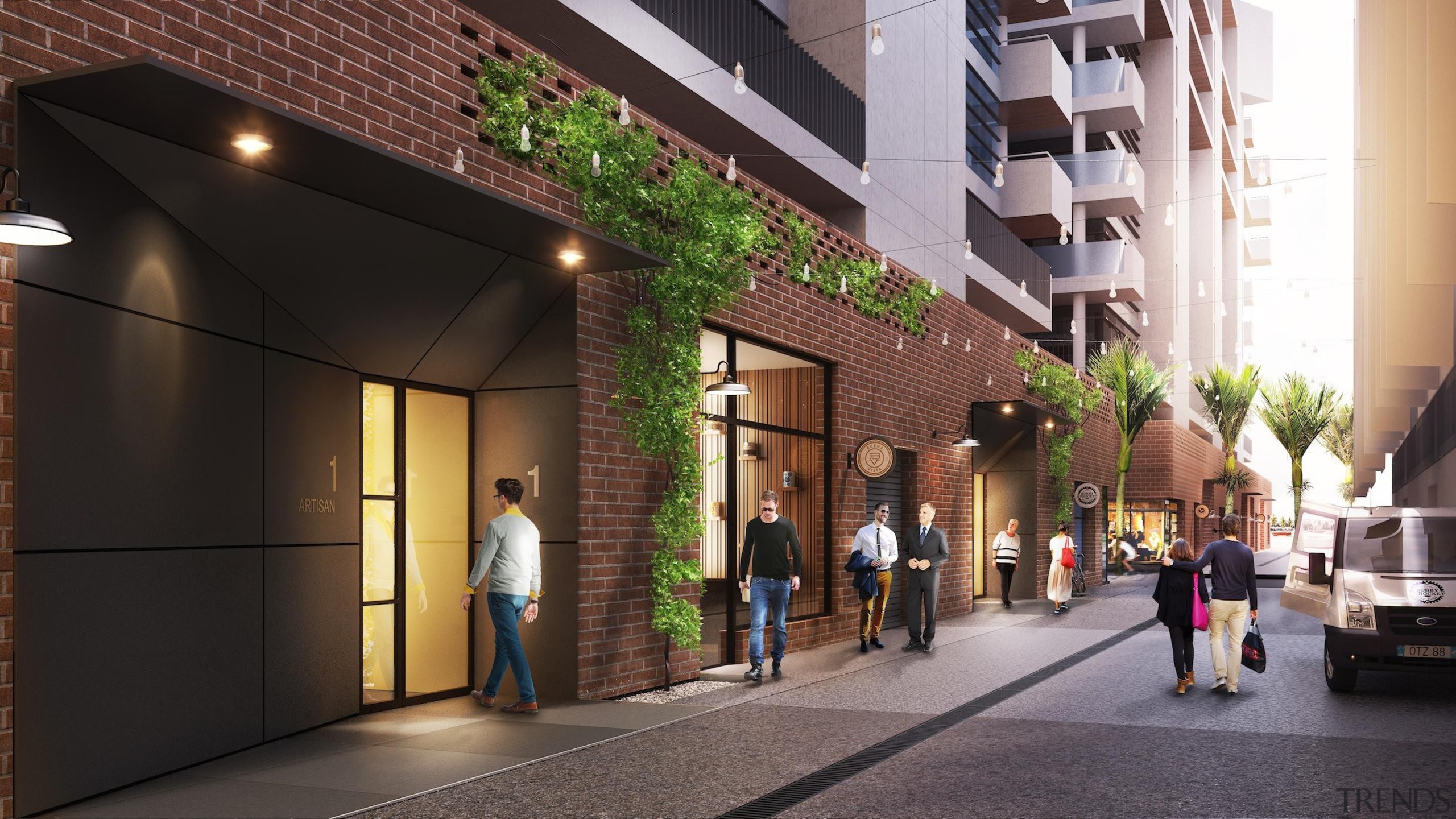 The first stage of Wynyard Central is an building, lobby, real estate, black