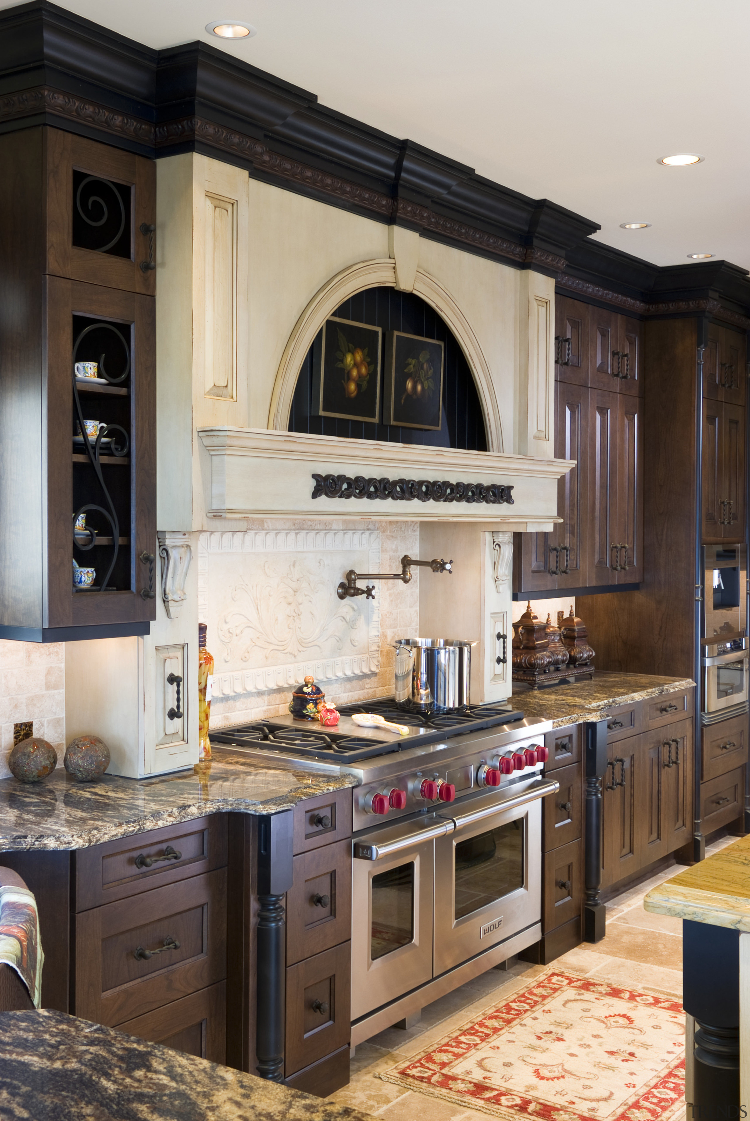 The Bellmount Cabinetry kitchen featured was designed to cabinetry, countertop, cuisine classique, home appliance, interior design, kitchen, kitchen appliance, room, black, white