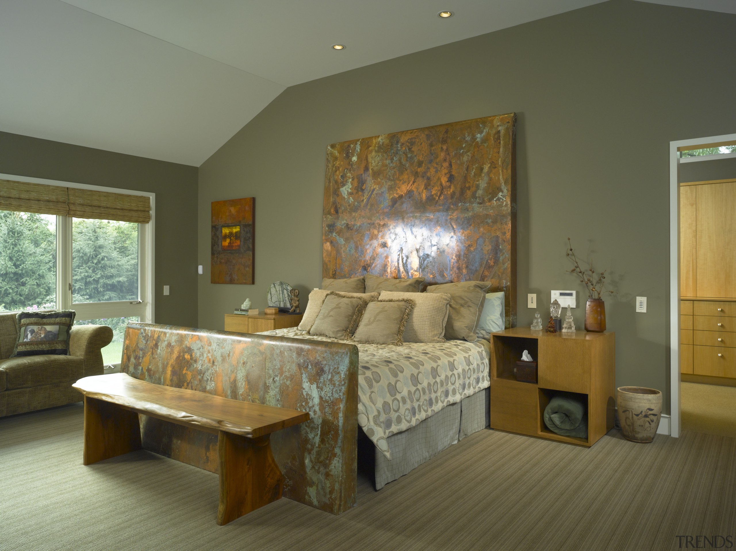 A view of the master bathroom featuring pearwood bedroom, ceiling, floor, home, interior design, living room, real estate, room, wall, brown