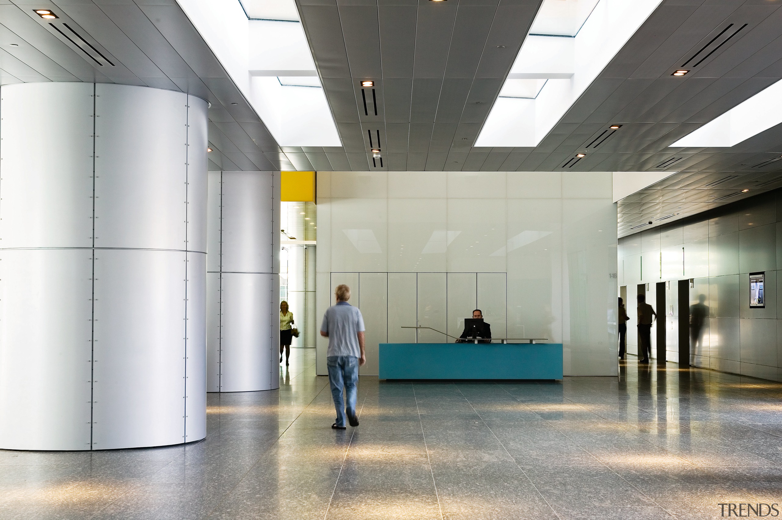 View of the foyer of the brisbane square architecture, product design, tourist attraction, gray, white