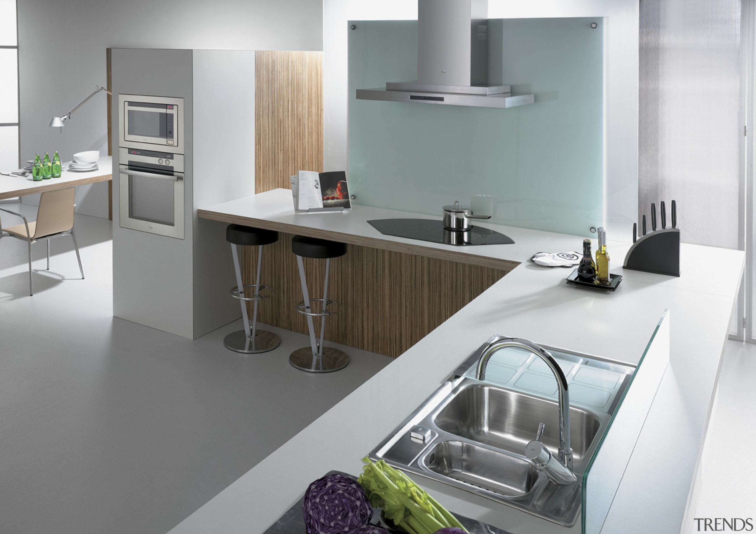A view of some kitchen appliances by Teka countertop, furniture, home appliance, interior design, kitchen, office, product, product design, gray