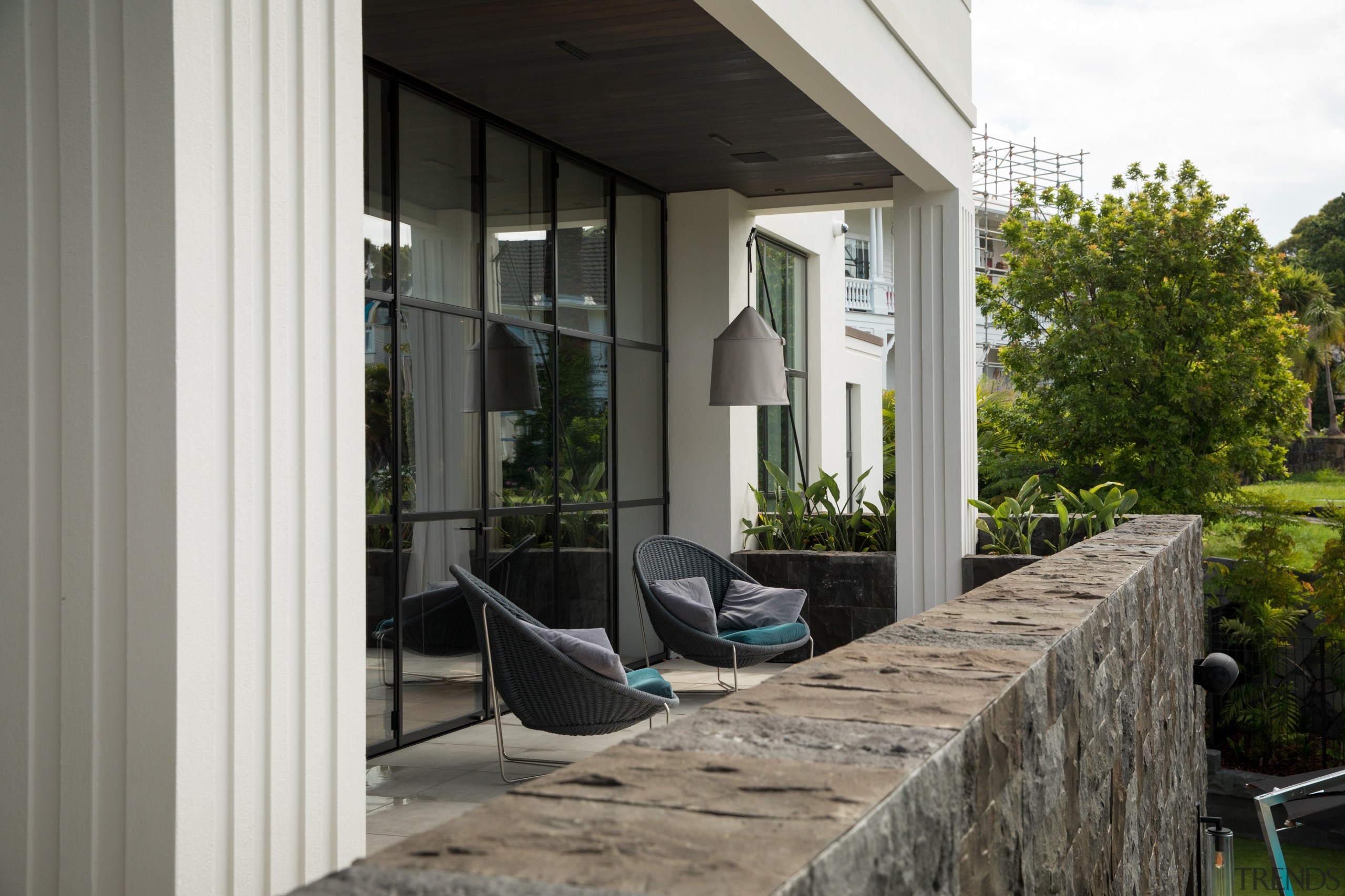 The living room opens to this terrace overlooking 