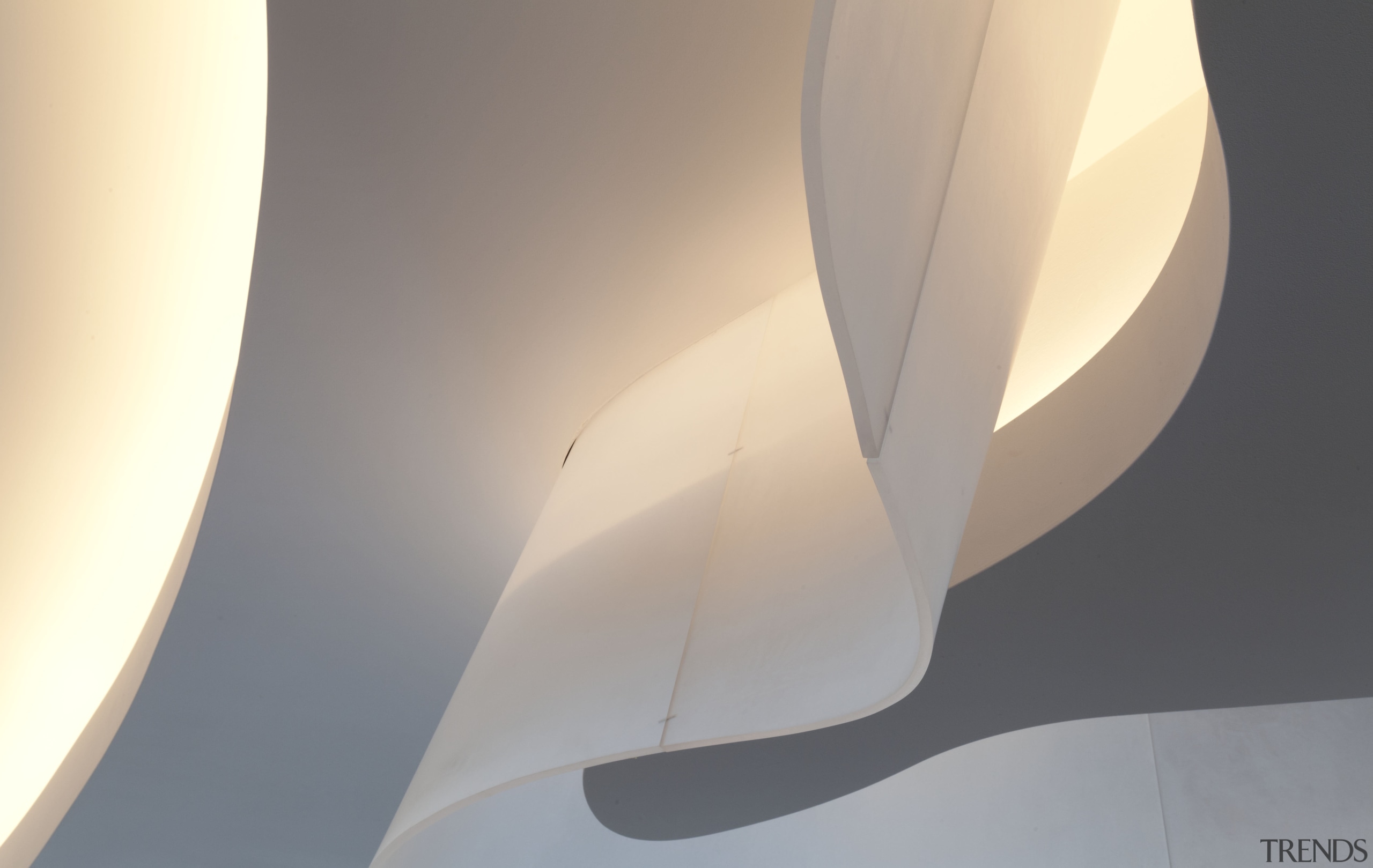 Dr Chau Chak Wing Building at the UTS ceiling, lamp, light fixture, lighting, product design, gray, orange