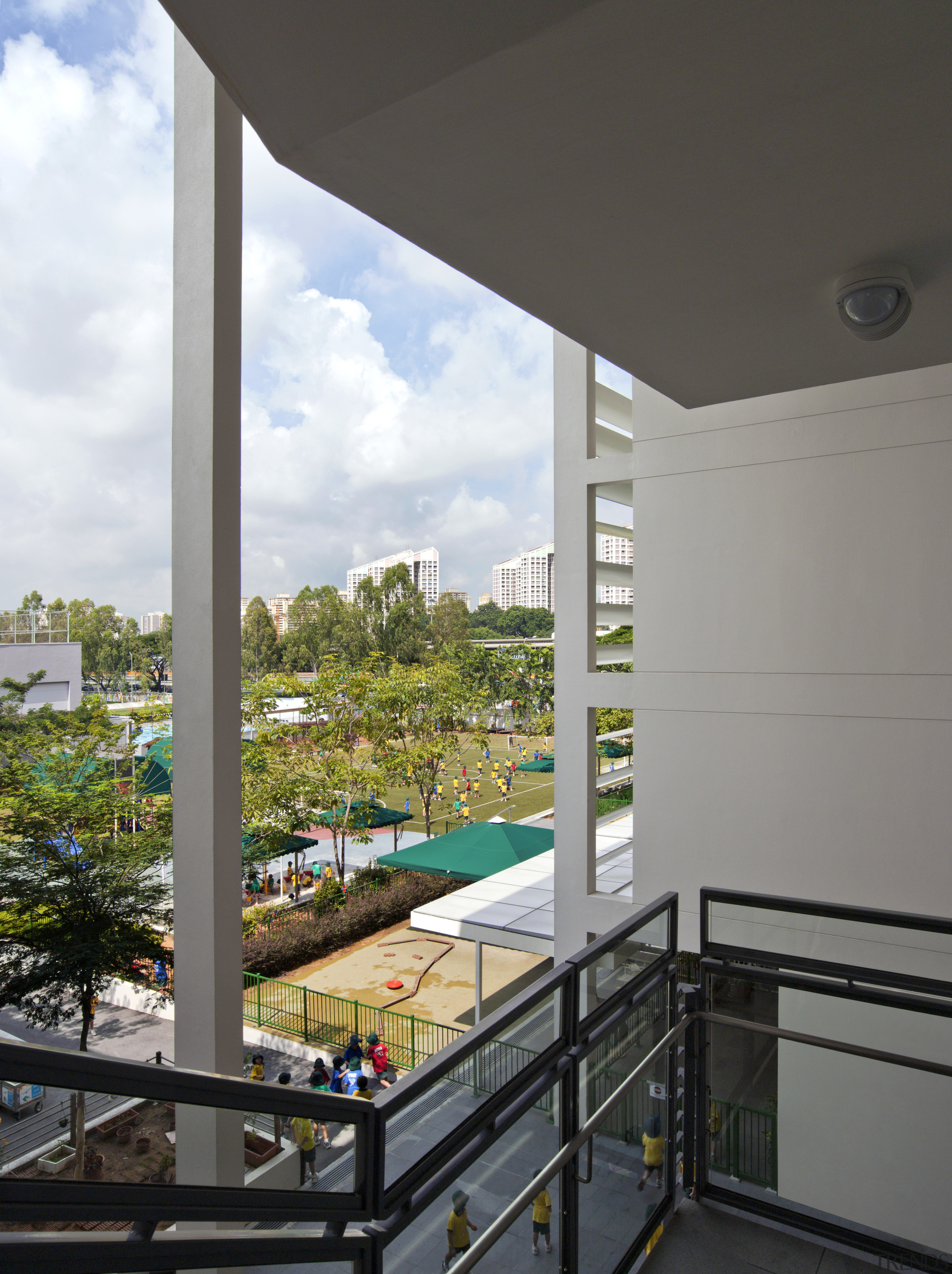 View from the stairway - View from the apartment, architecture, condominium, daylighting, home, house, real estate, window, gray, black